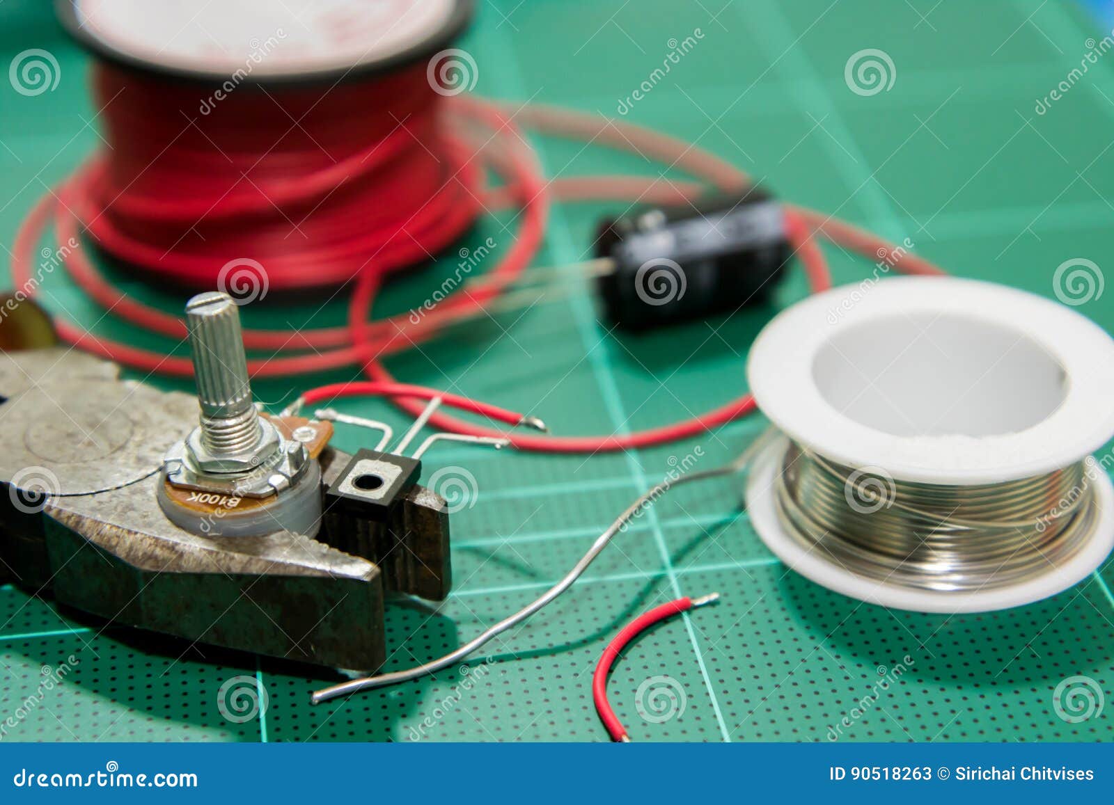 Equipment for Soldering Resistor, Transistor and Capacity Stock Image