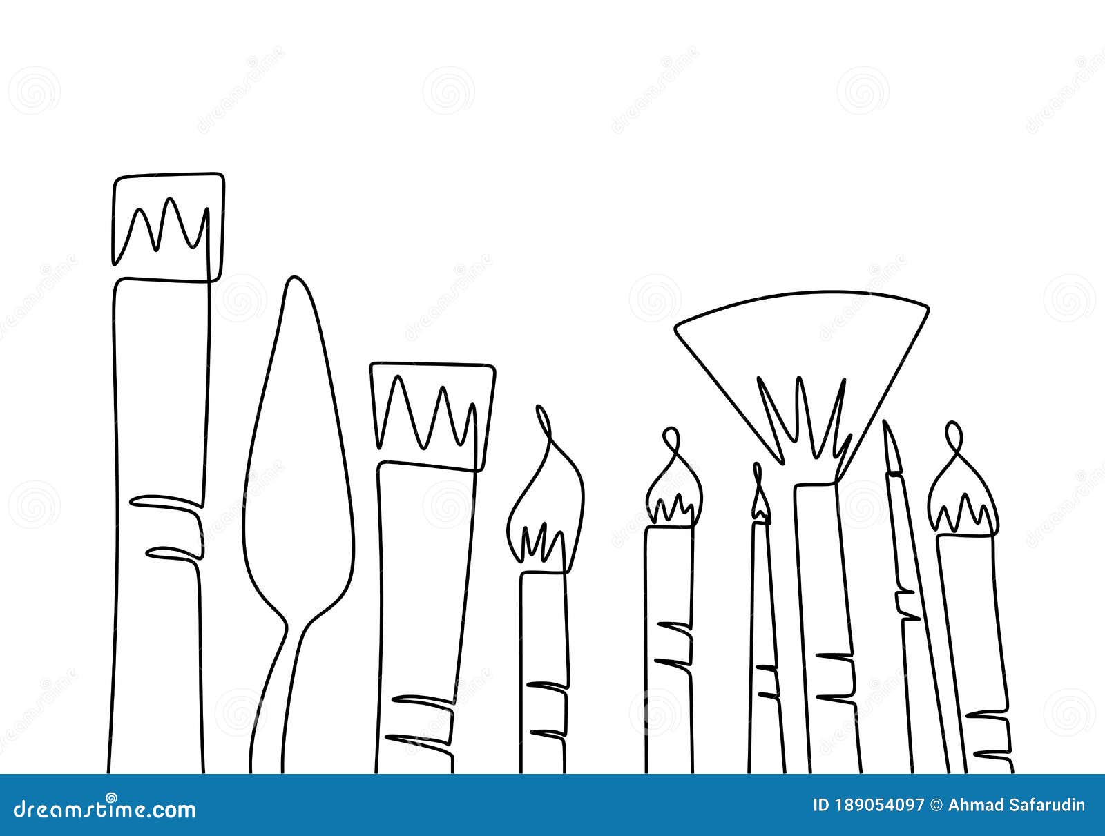 Equipo De Arte De Pincel De Pintura Un Dibujo De Línea Continua. Tipos De Pinceles Para Pintar El Contorno Del Doodle De Una Línea Ilustración del Vector - Ilustración de creativo, aislado: Equipo De Arte De Pincel De Pintura Un Dibujo De Línea Continua. Tipos De Pinceles Para Pintar El Contorno Del Doodle De Una Línea Ilustración del Vector - Ilustración de creativo, aislado: