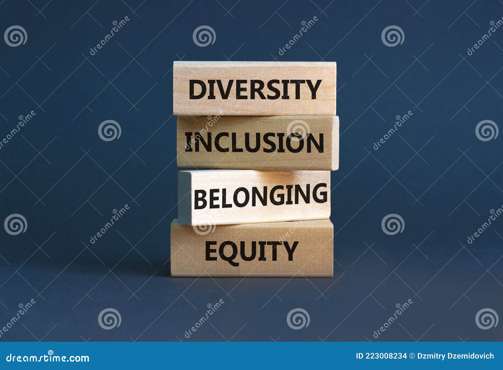 equity, diversity, inclusion and belonging . wooden blocks with words `equity, diversity, inclusion, belonging` on beautif