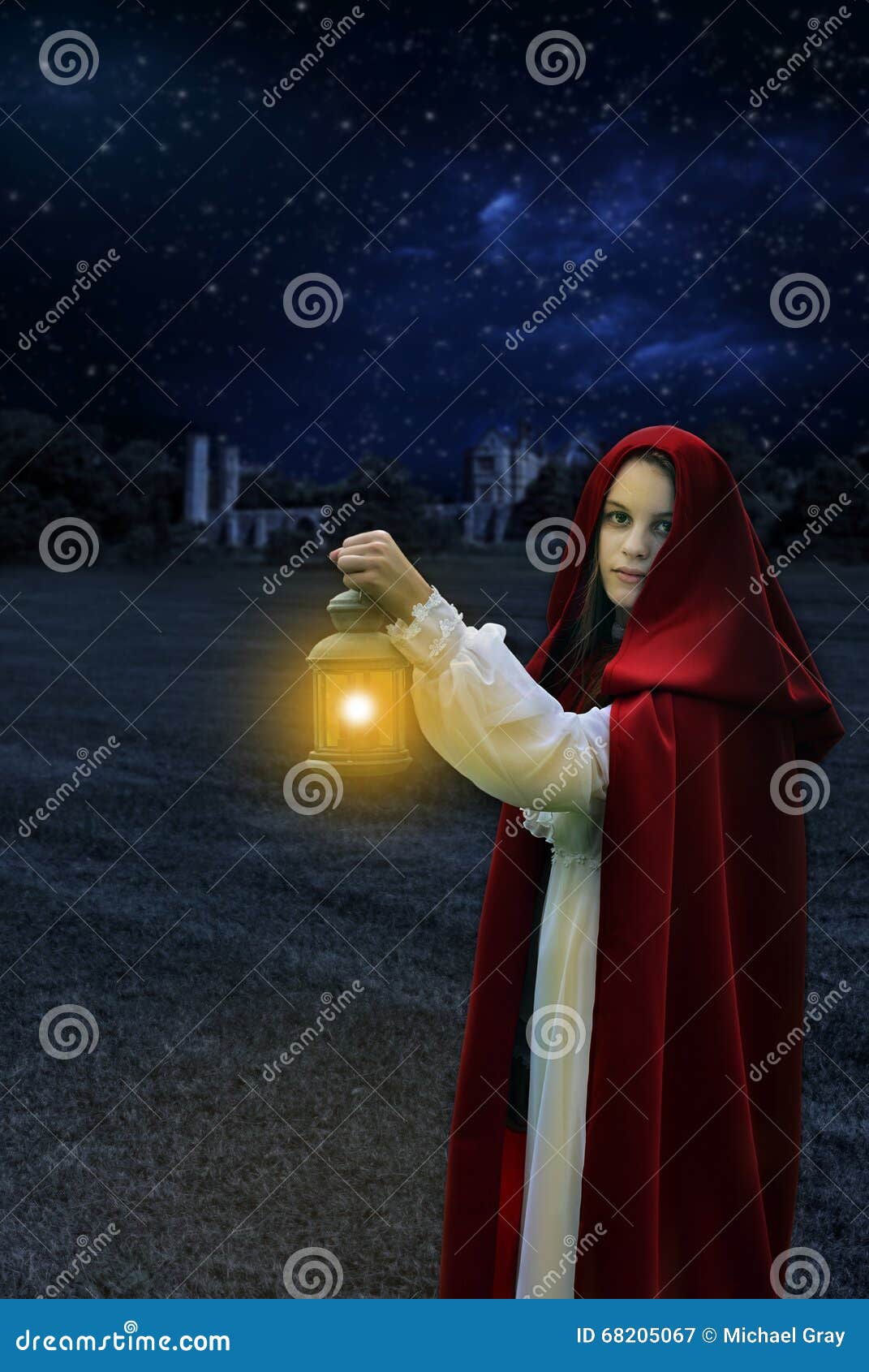 1800 era woman at night with lantern