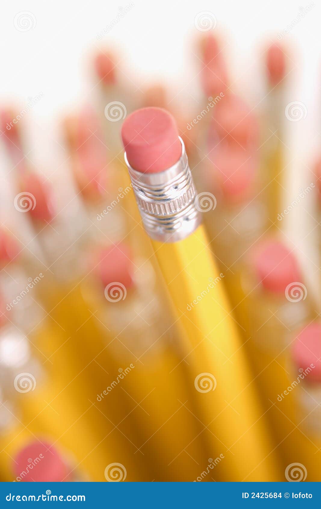 Erasers on pencils. stock photo. Image of possibility 2425684