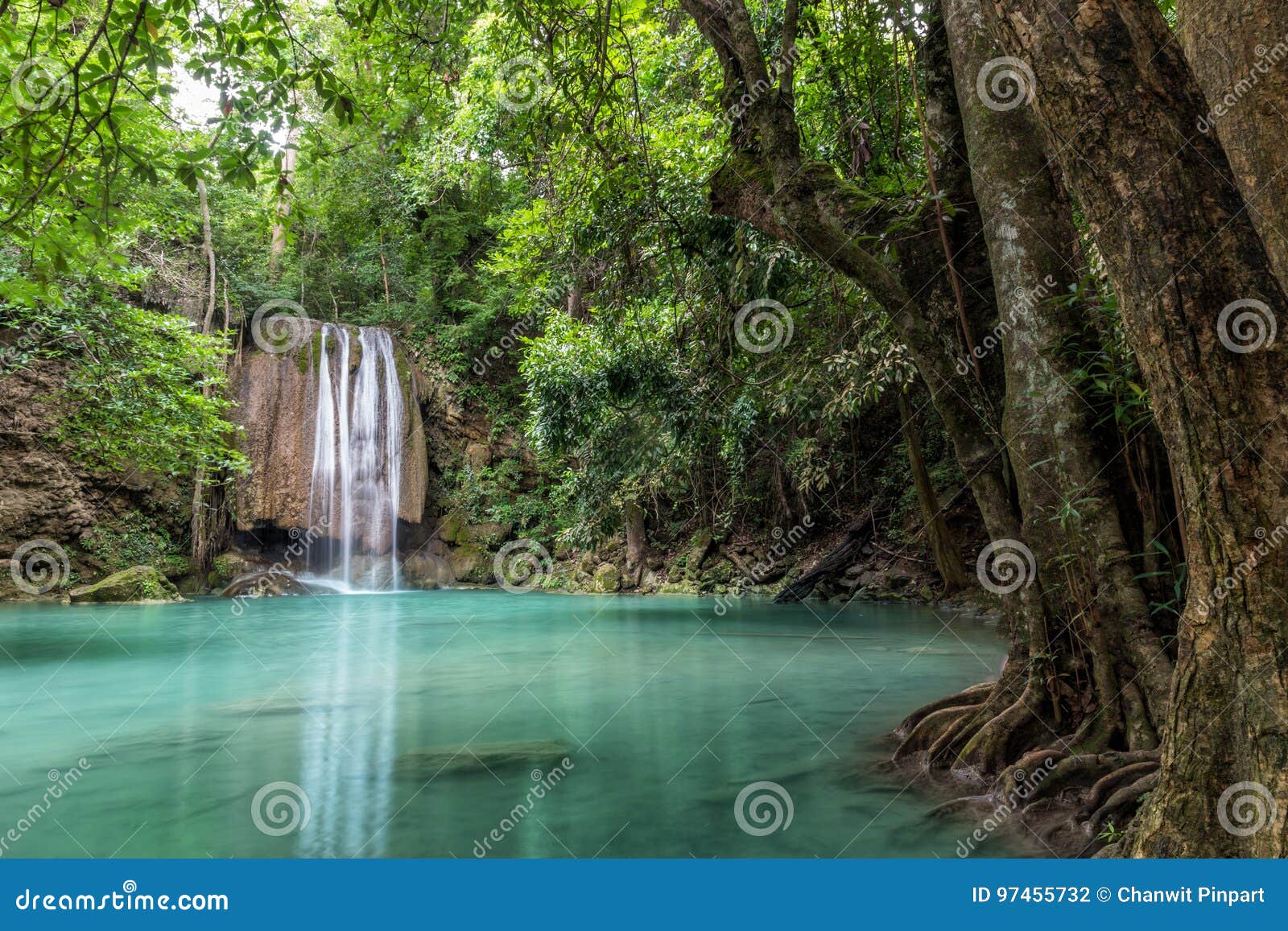 Erawan Waterfall in Deep Forest at Erawan National Park, Kanchanaburi ...