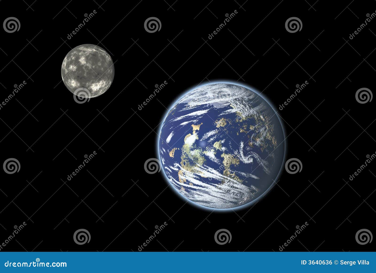 Erde und Mond. Erde- und Mondsystemsabbildung