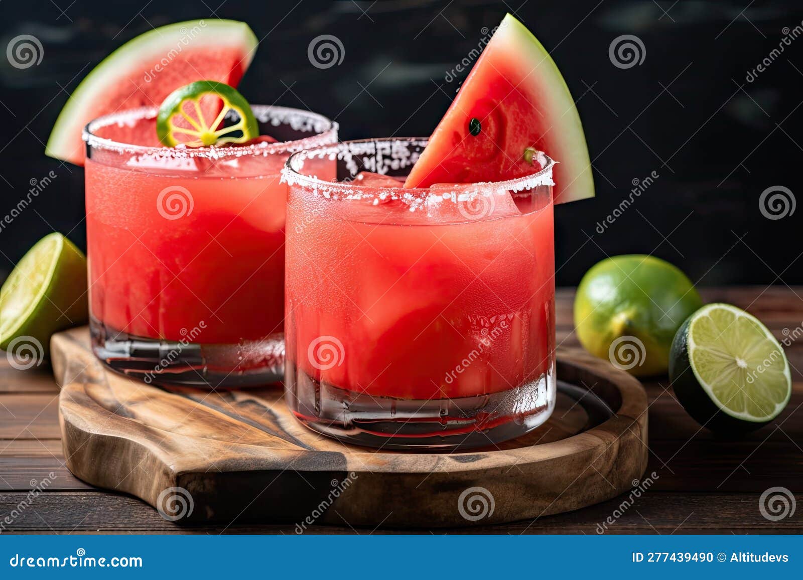 Erfrischende Wassermelone Margarita Mit Gesalzenem Rand Stock Abbildung ...