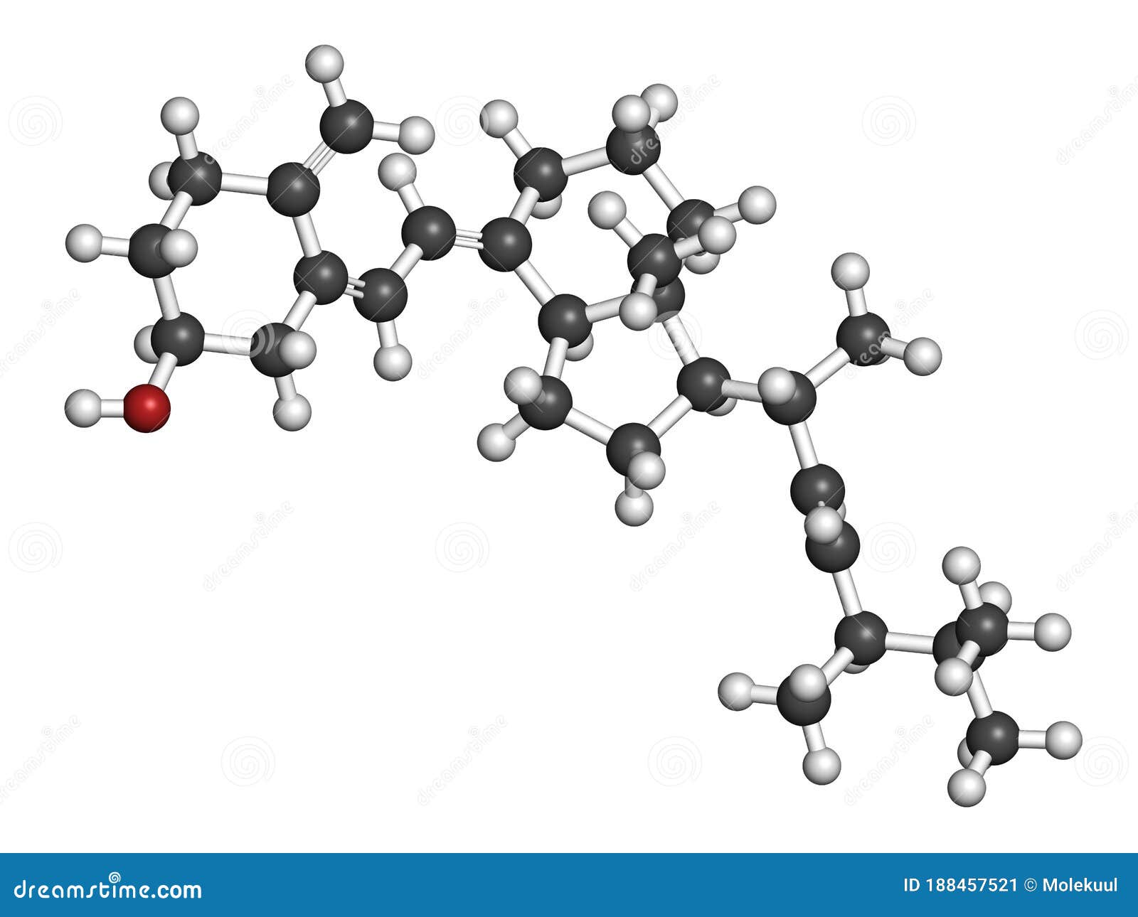 Ergocalciferol (vitamin D2) Molecule. Atoms are Represented As Spheres