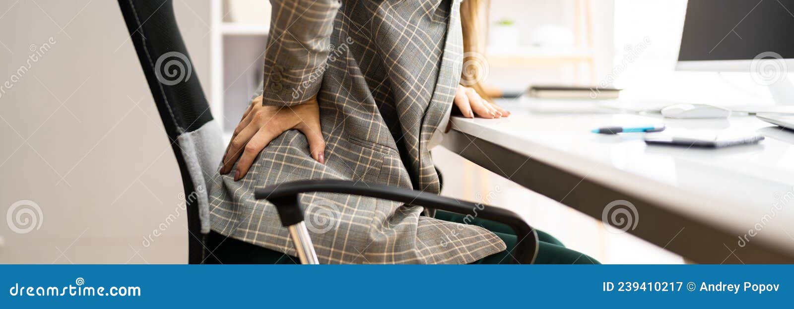 Ergonomic Computer Chair Bad Posture Stock Image Image of desk