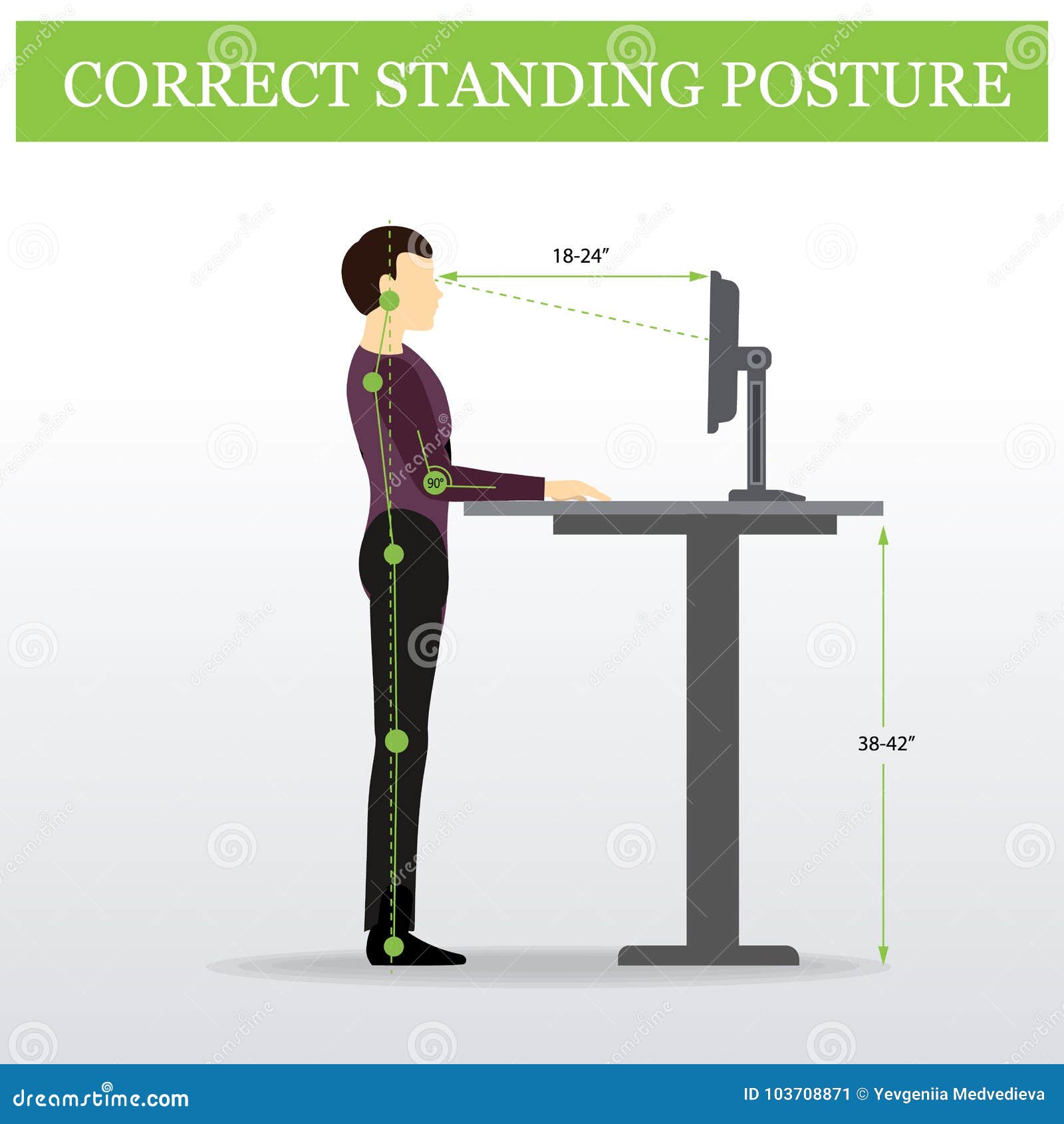 Ergonomic Correct Standing Posture And Height Adjustable Table