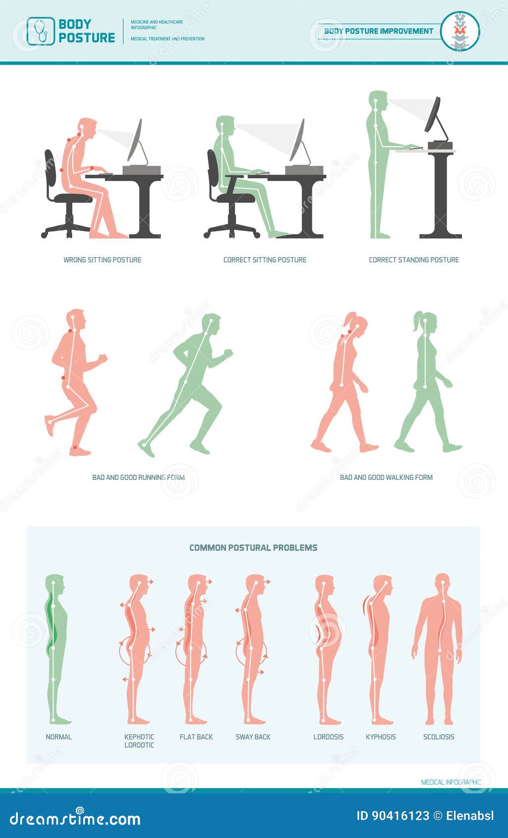 Ergonomie Et Améliorations De Posture De Corps Illustration de Vecteur ... Biology Diagrams