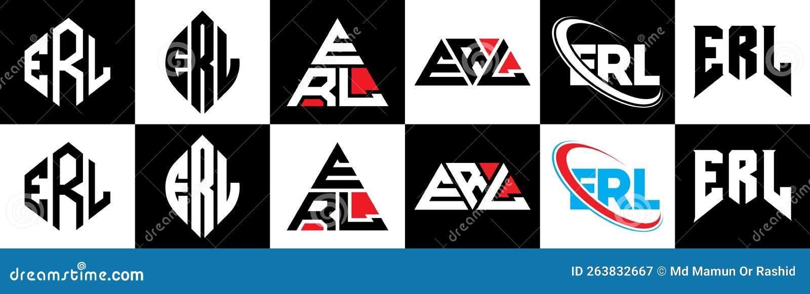 ERL Letter Logo Design in Six Style. ERL Polygon, Circle, Triangle ...