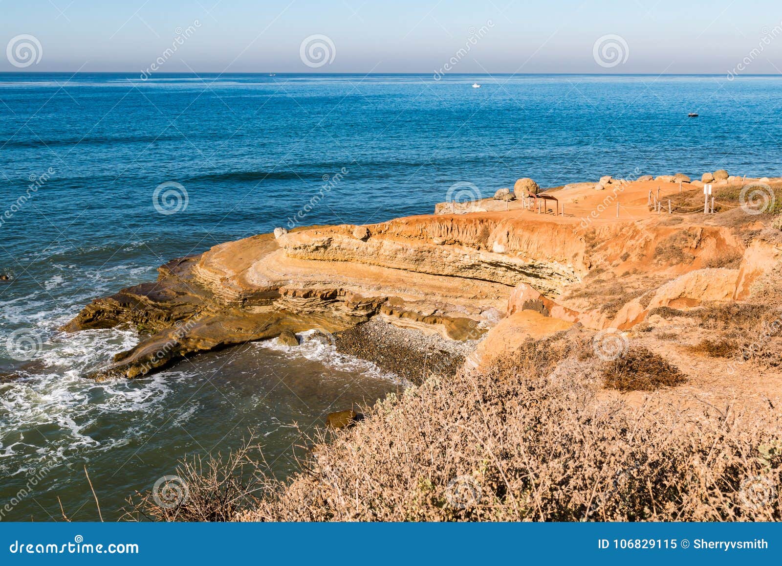Eroded Cliffs at Tidepool during High Tide at Cabrillo National