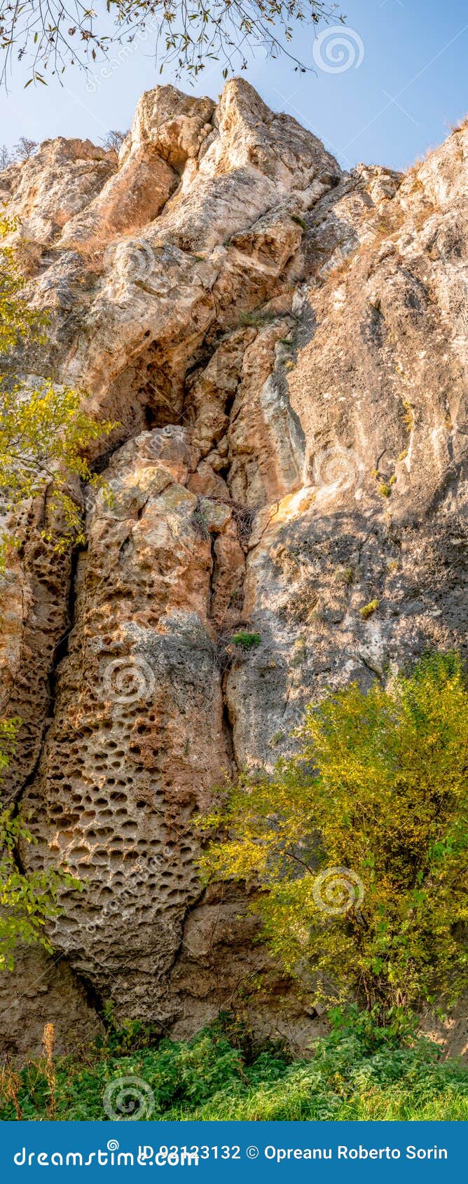 Eroded Limestone Rocks with Holes Stock Photo Image of panorama