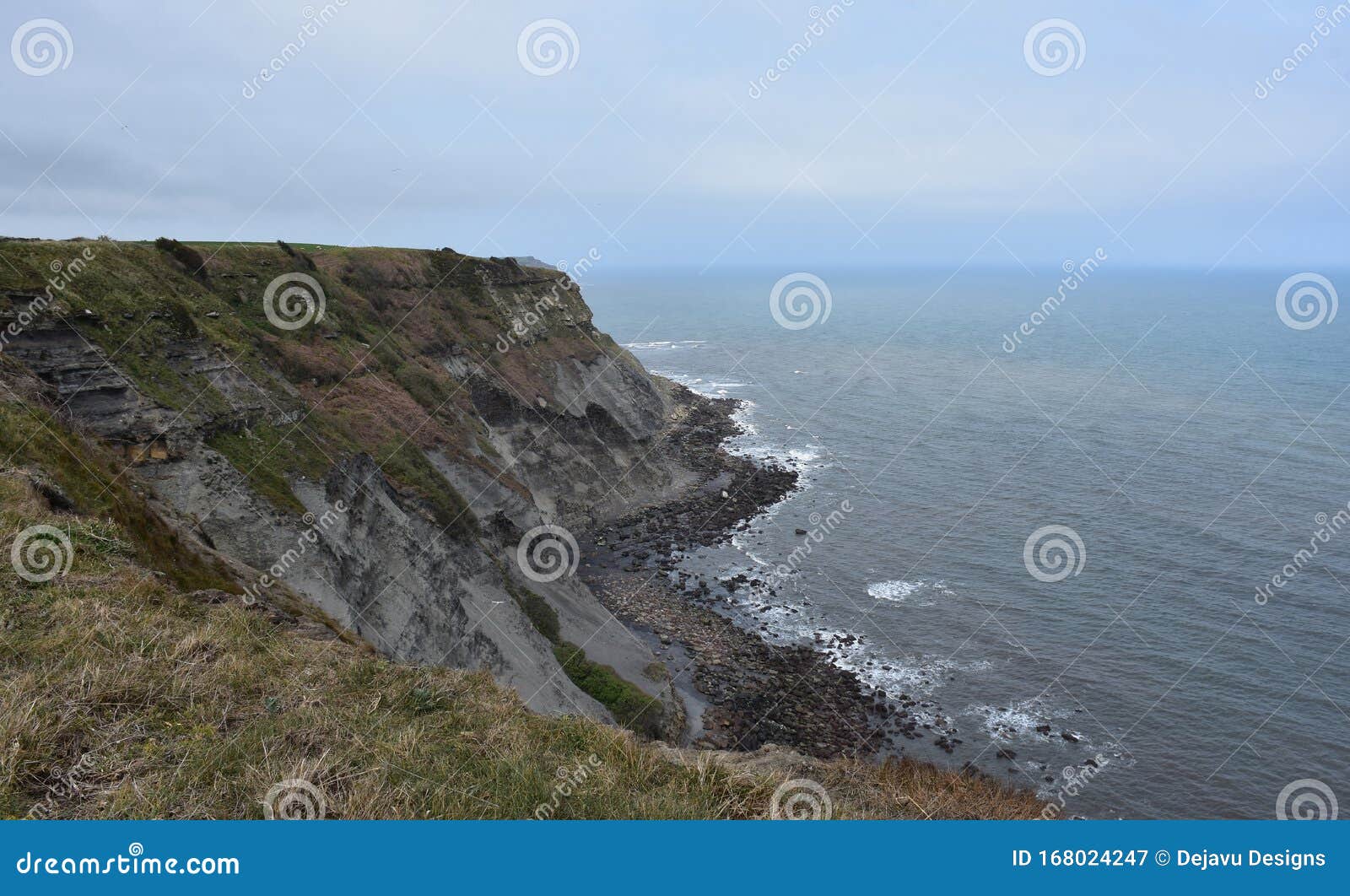 Eroding Sea Cliff in Robin Hood`s Bay in England Stock Image - Image of ...