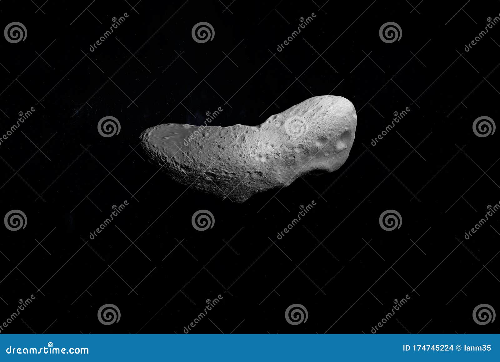 asteroid eros orbiting in the outer space. 3d render