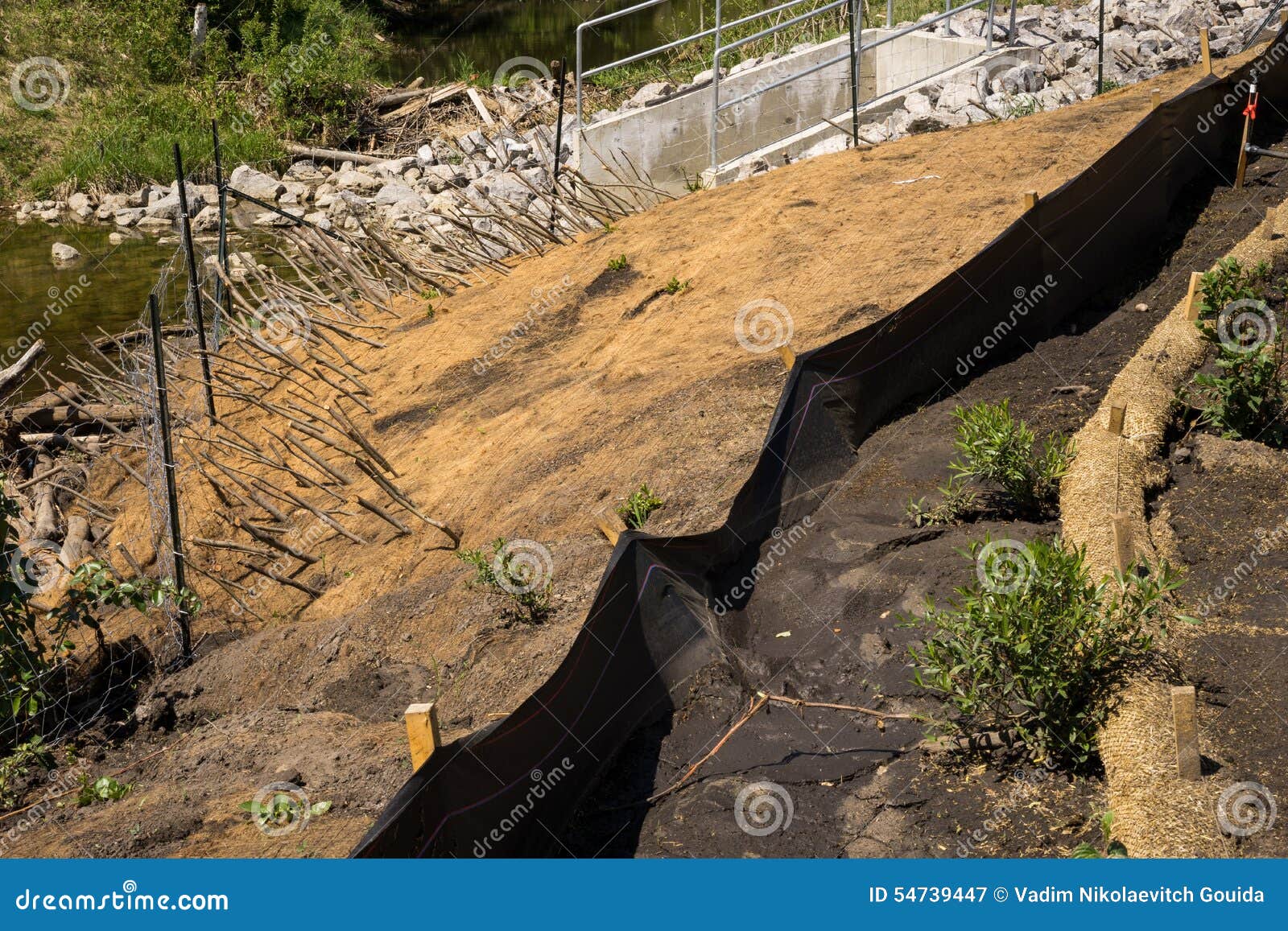 erosion control s applied to the slope landscaping project