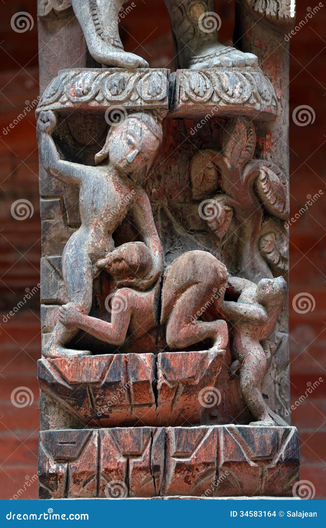 Erotic Carving on a Temple in Patan, Kathmandu, Nepal Stock Photo picture pic