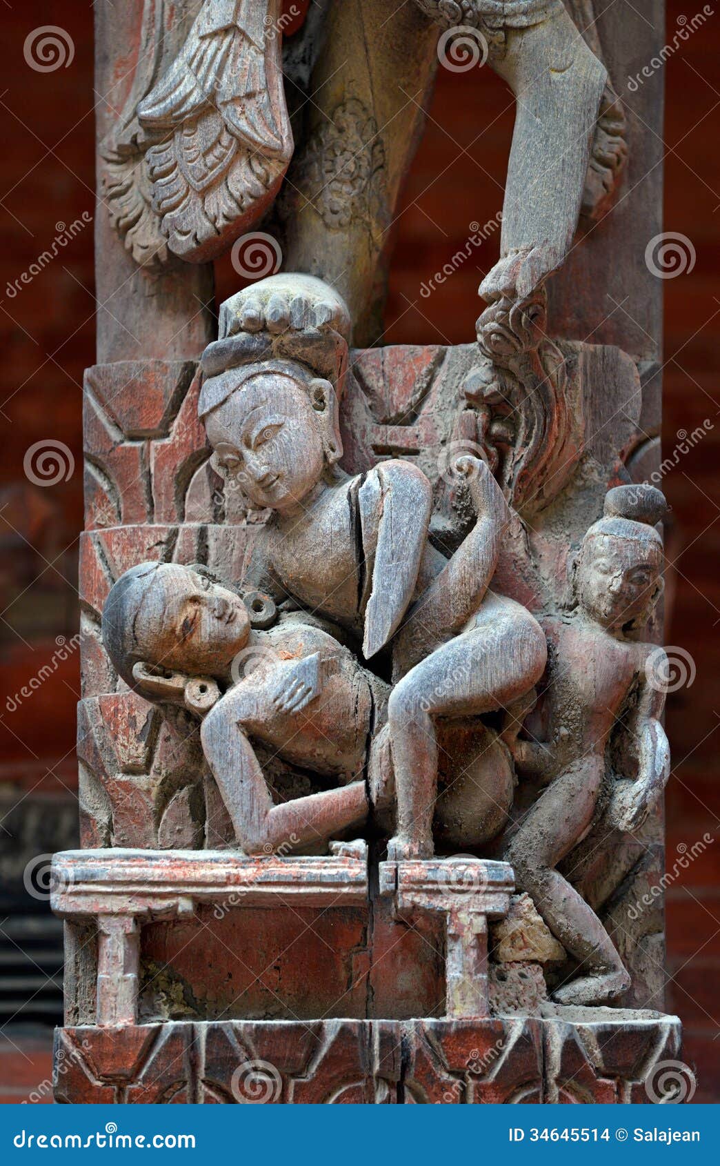 Erotic Carving on a Temple in Patan, Kathmandu, Nepal Stock Photo pic