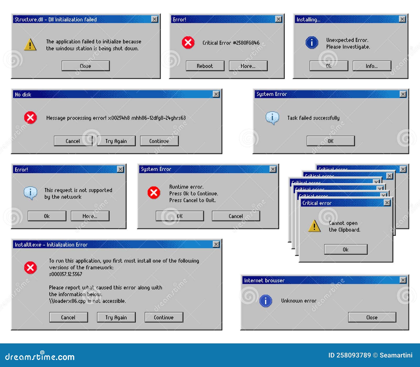 Error Message Windows, Computer System Warning Stock Illustration ...
