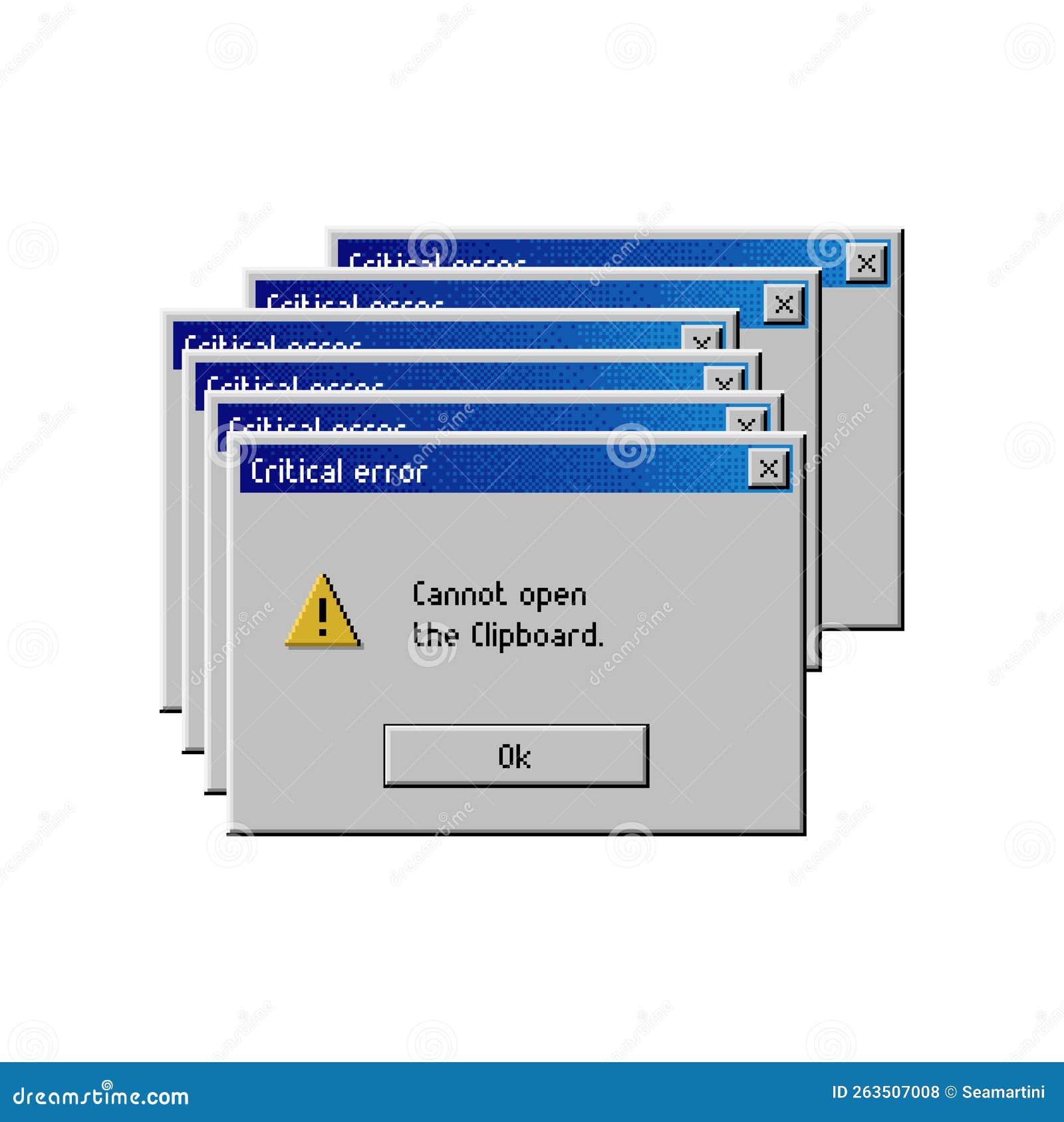 Error Window, Cannot Open Clipboard Popup Message Stock Vector