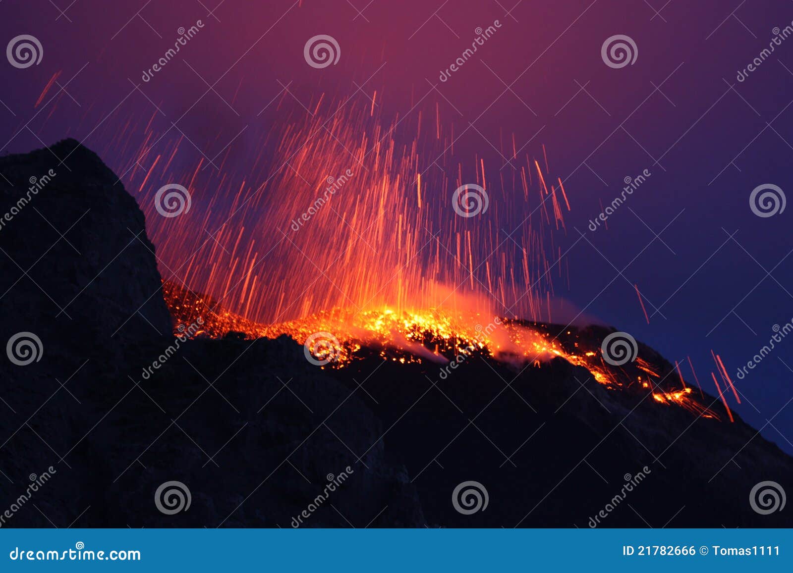 erupting volcano stromboli