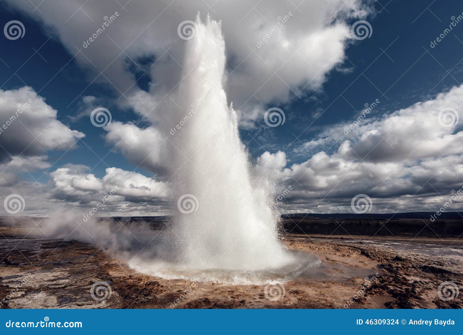 eruption of strokkur geyser, iceland