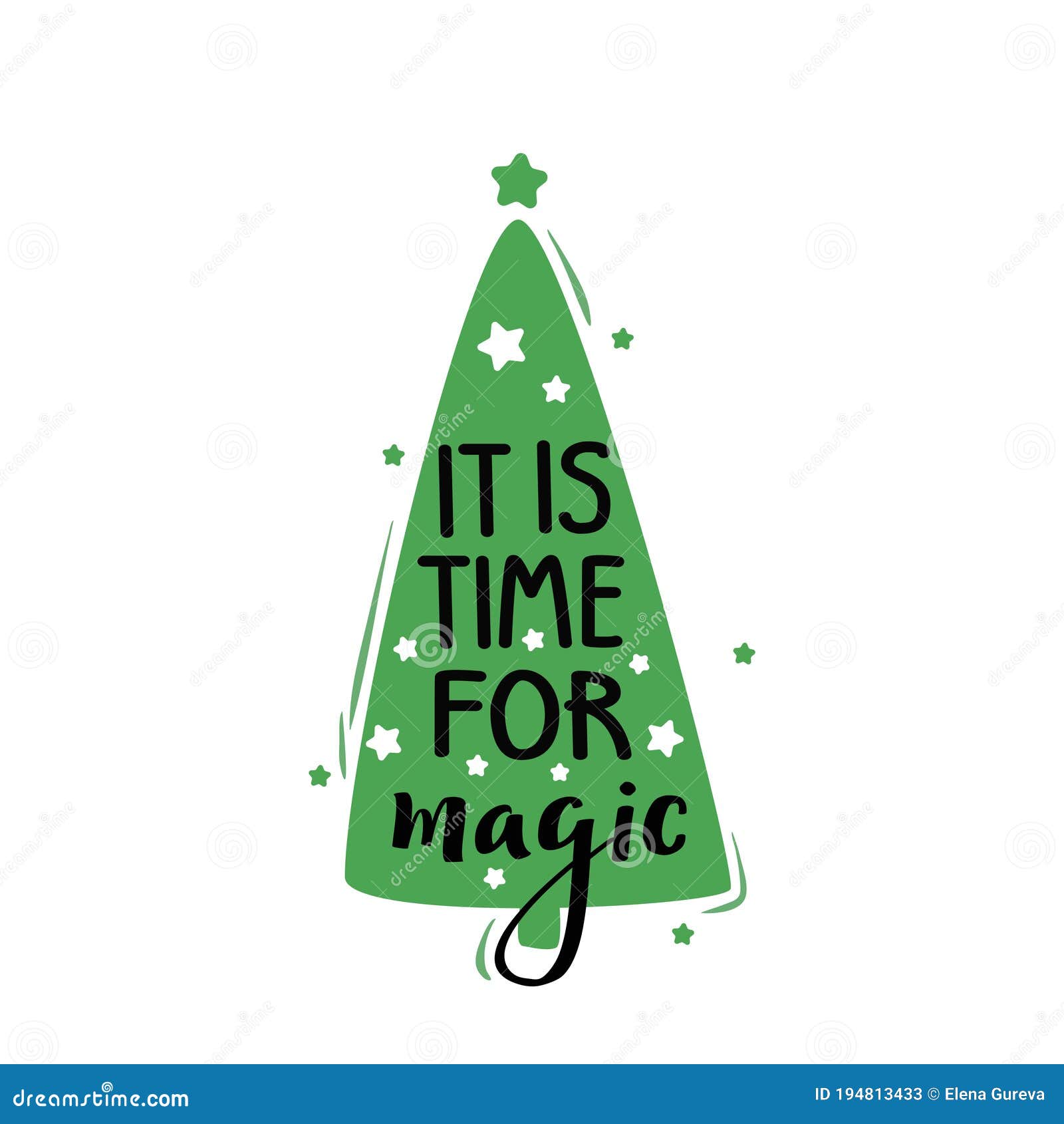 Es Hora De La Magia. Ilustración Vectorial Del árbol De Navidad De Dibujos  Animados Aislado En Fondo Blanco. Ilustración del Vector - Ilustración de  cubierto, nuevo: 194813433
