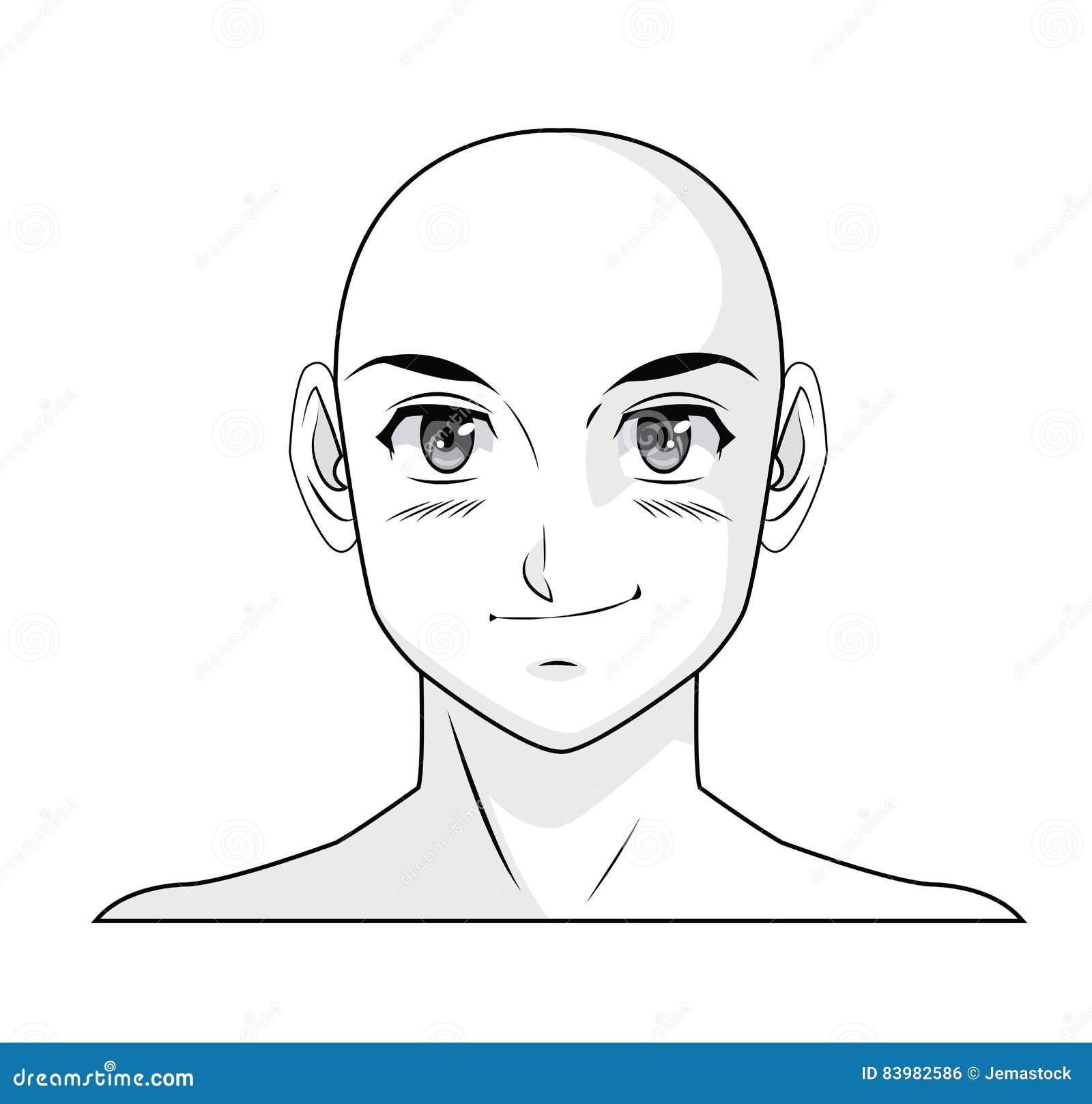 Esboço Calvo Cômico Do Manga Do Anime Do Menino Da Cara Ilustração do Vetor  - Ilustração de fofofo, estudante: 83982586