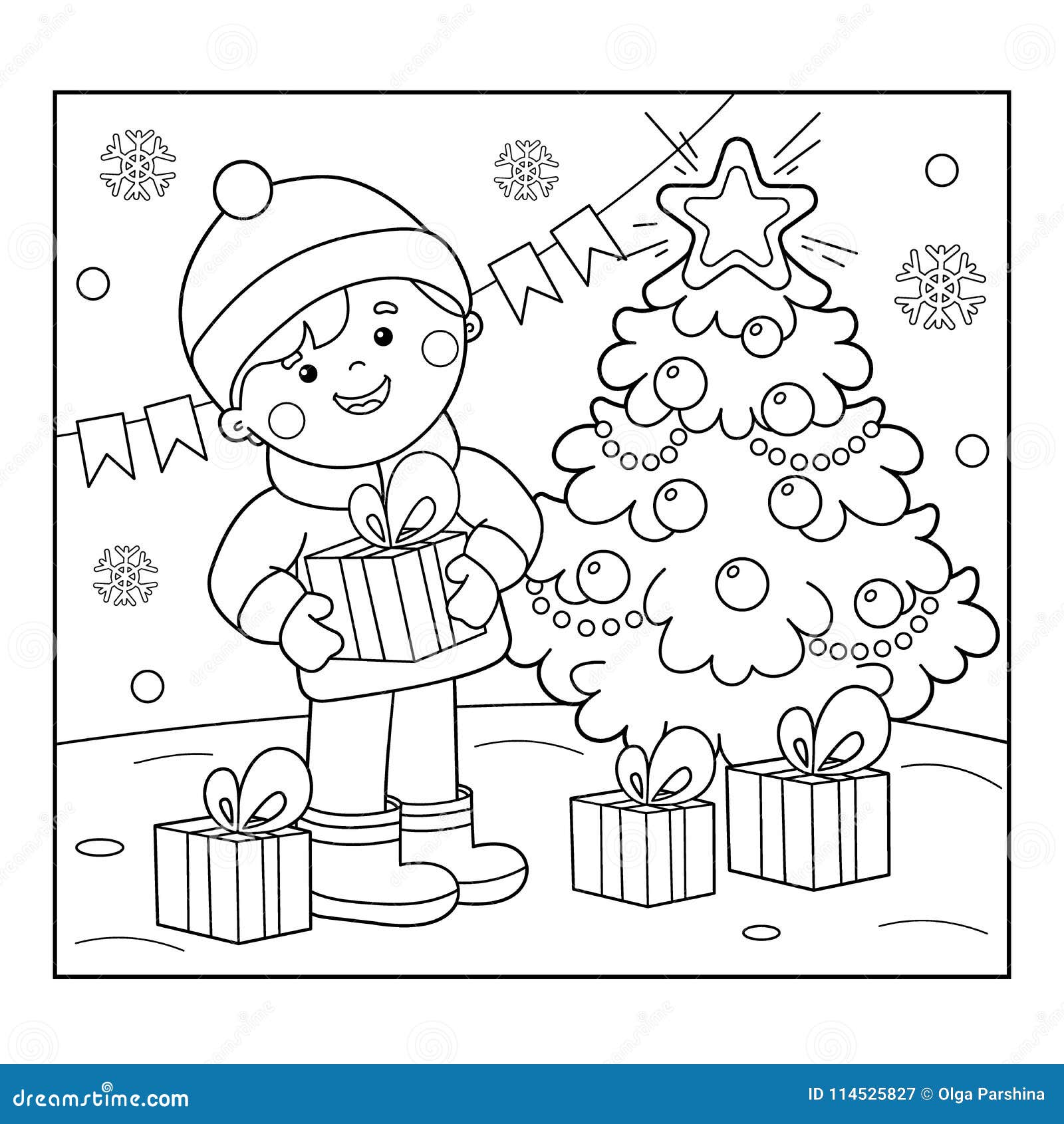 Desenhado à mão desenho de desenhos animados de natal para colorir