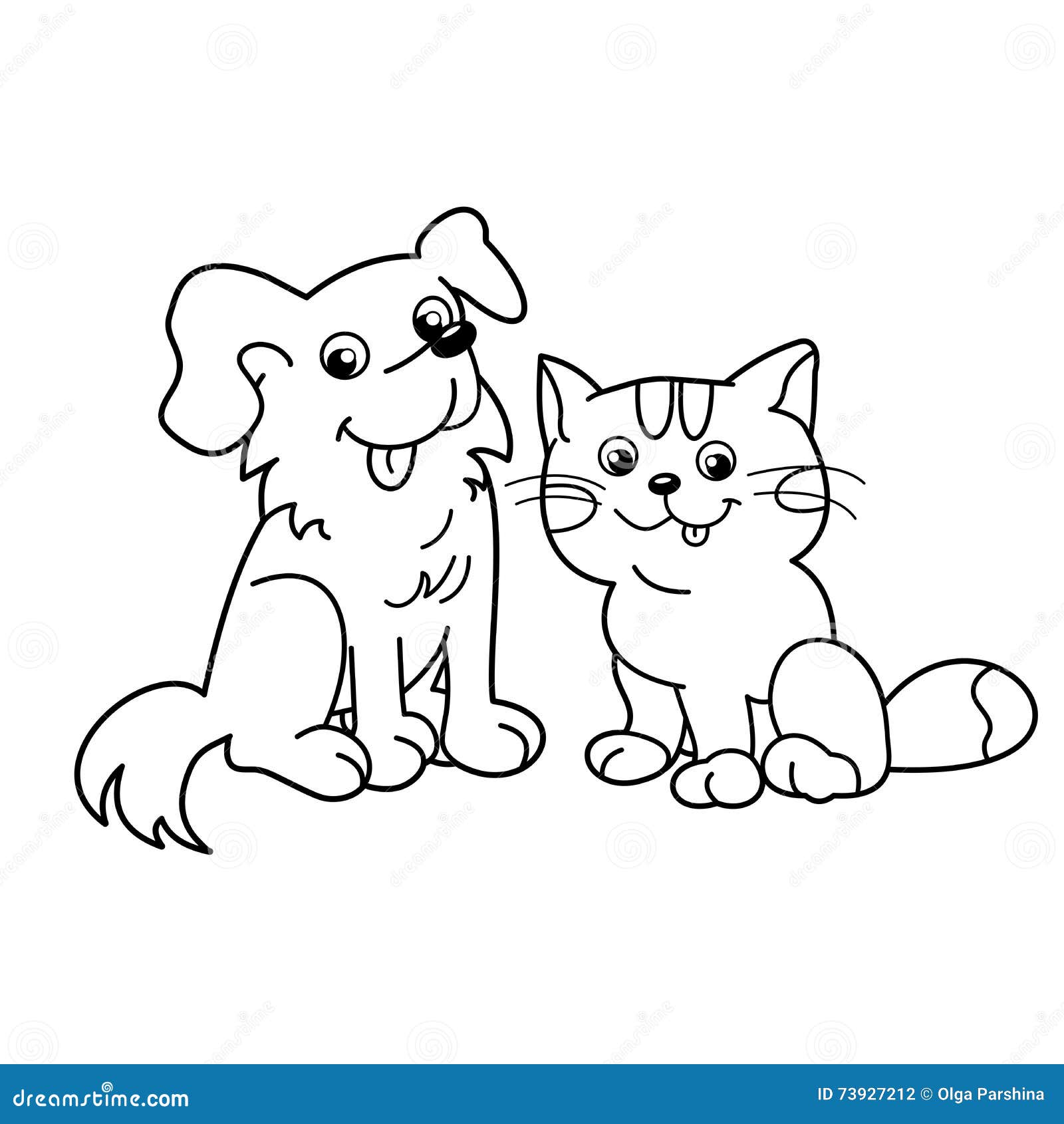 Esboço Da Página Da Coloração Do Gato Dos Desenhos Animados Com