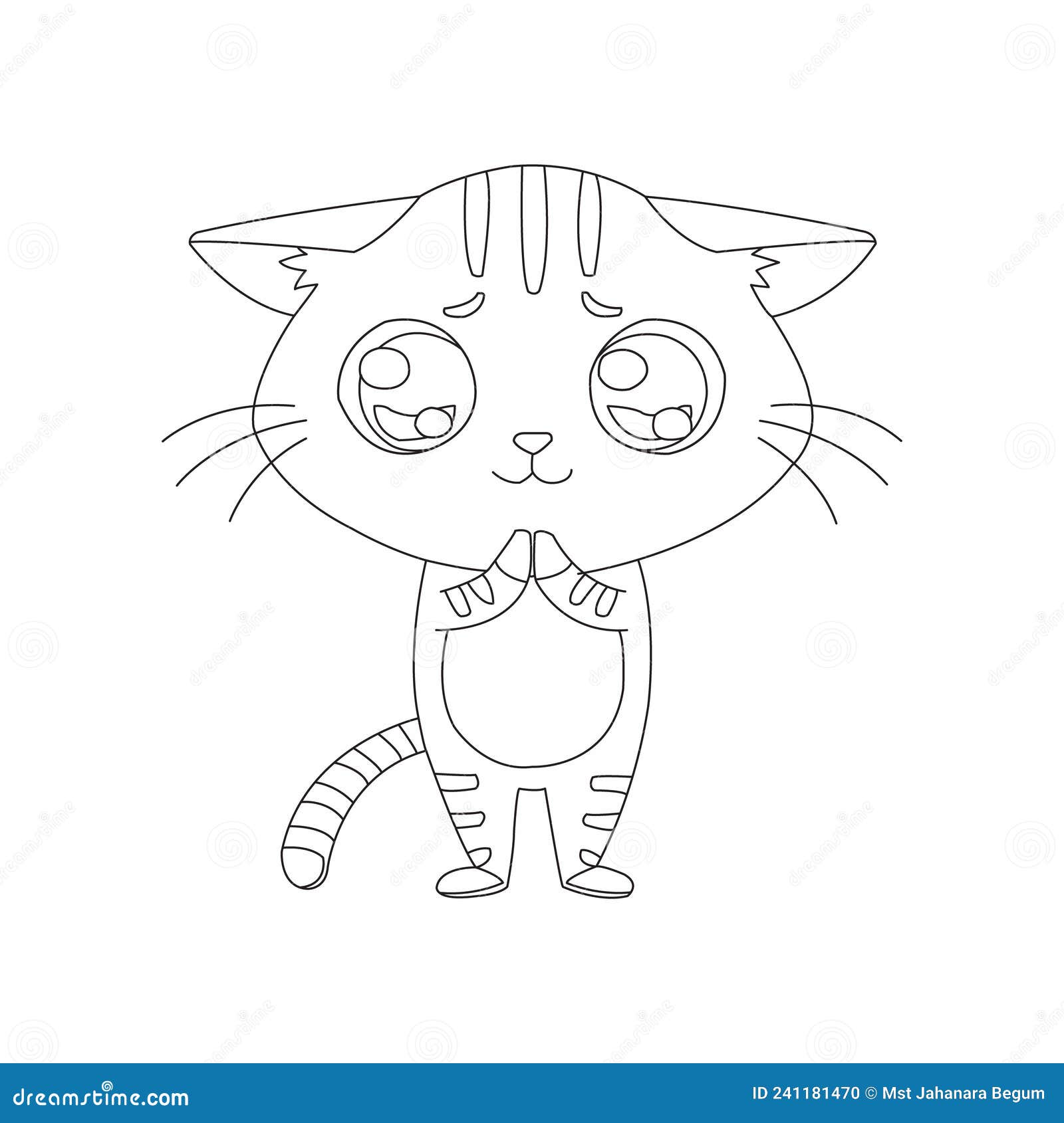 Esboço Da Página Da Coloração Do Gato Dos Desenhos Animados Com