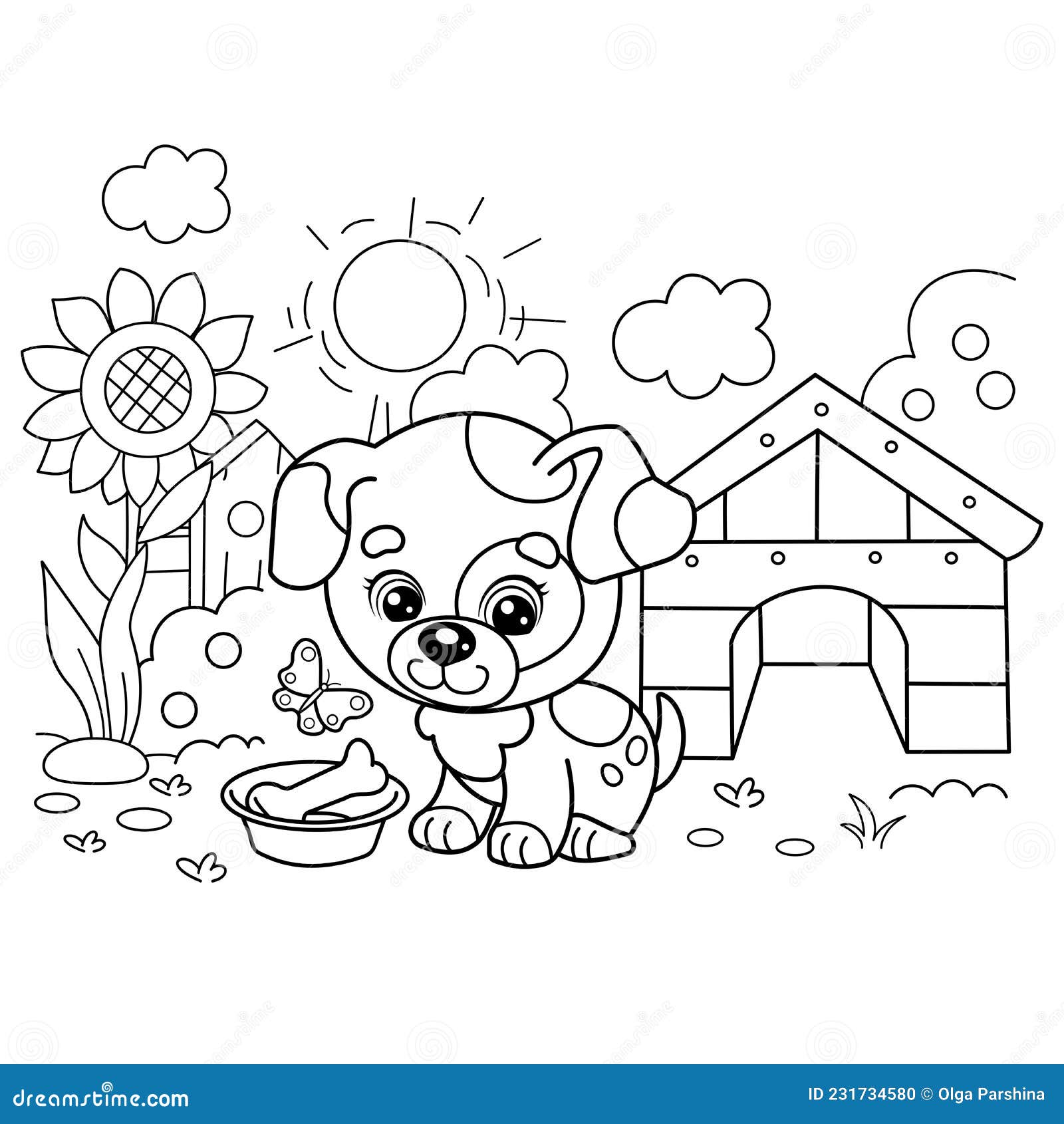 Desenho de Cão casa para Colorir - Colorir.com