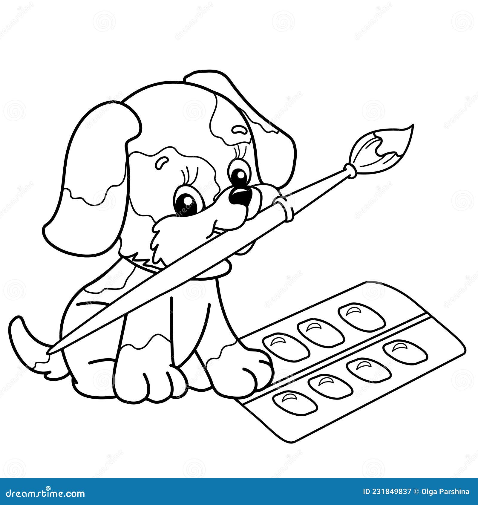 Desenho Desenho Desenhos Animados Com Pincel Tintas Artista Cachorros Giro  imagem vetorial de Oleon17© 519417404