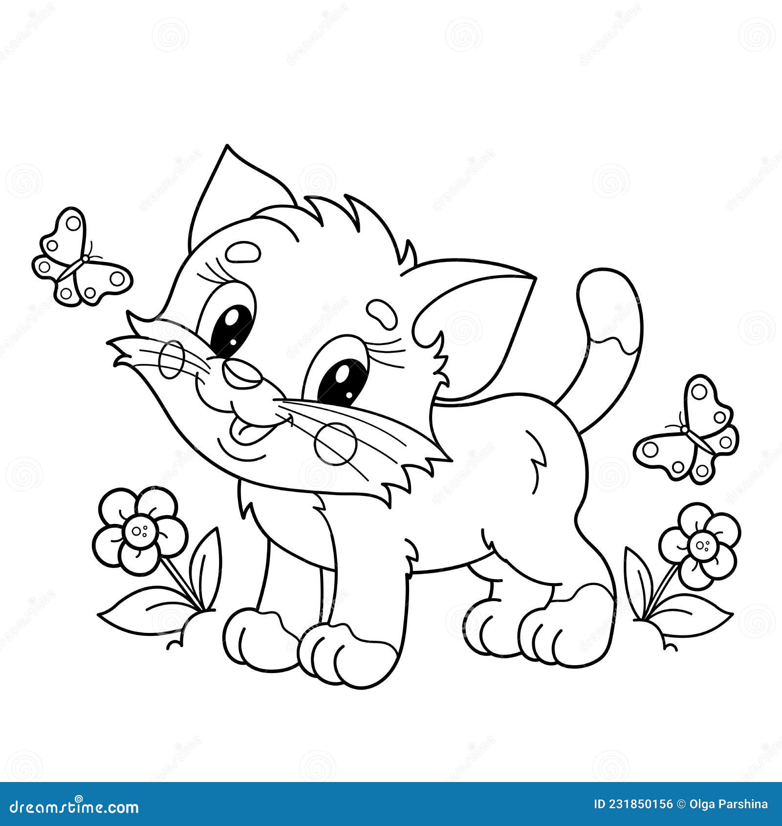 Desenho de um gato unicórnio fofo para colorir