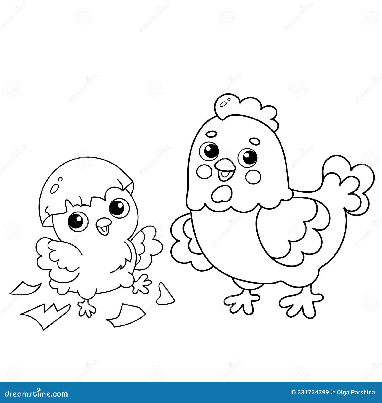 Desenho de Galinha e pintinho para colorir