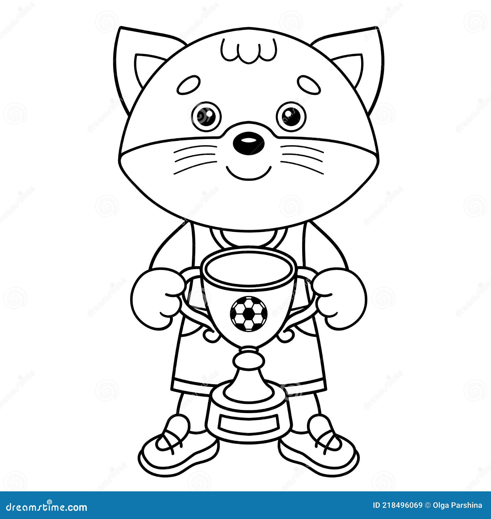 Desenhar Simetricamente. Esboço Da Página De Colorir Gato Cartoon Com Copo  De Futebol. Campeão Ou Vencedor Do Jogo De Futebol. Liv Ilustração do Vetor  - Ilustração de pintura, playground: 218657653