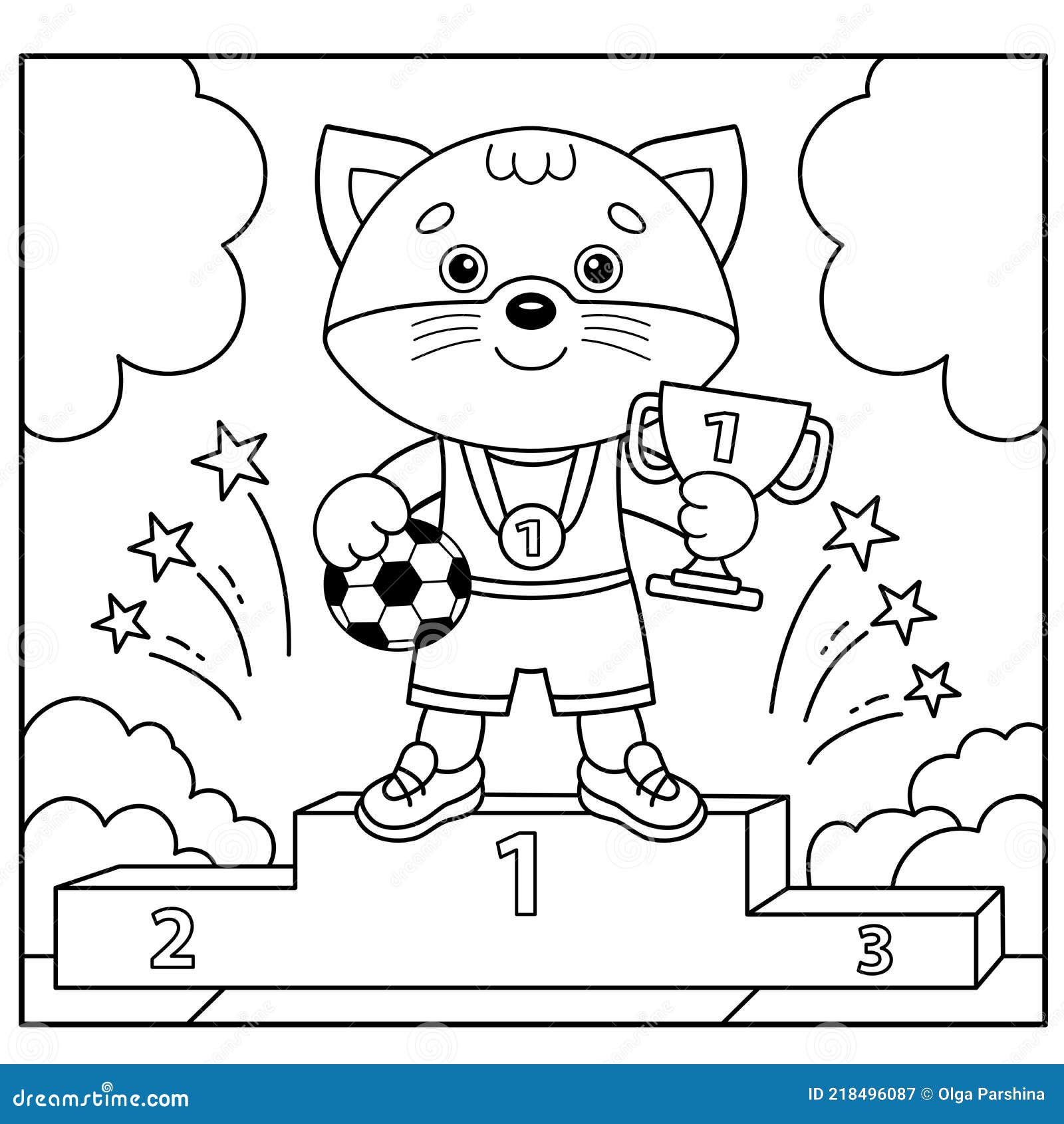 Desenhar Simetricamente. Esboço Da Página De Colorir Gato Cartoon Com Copo  De Futebol. Campeão Ou Vencedor Do Jogo De Futebol. Liv Ilustração do Vetor  - Ilustração de pintura, playground: 218657653