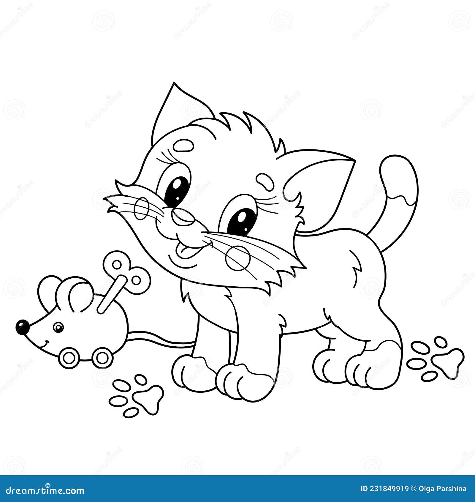 Desenhos para colorir de desenho de um gato com um rato para colorir  