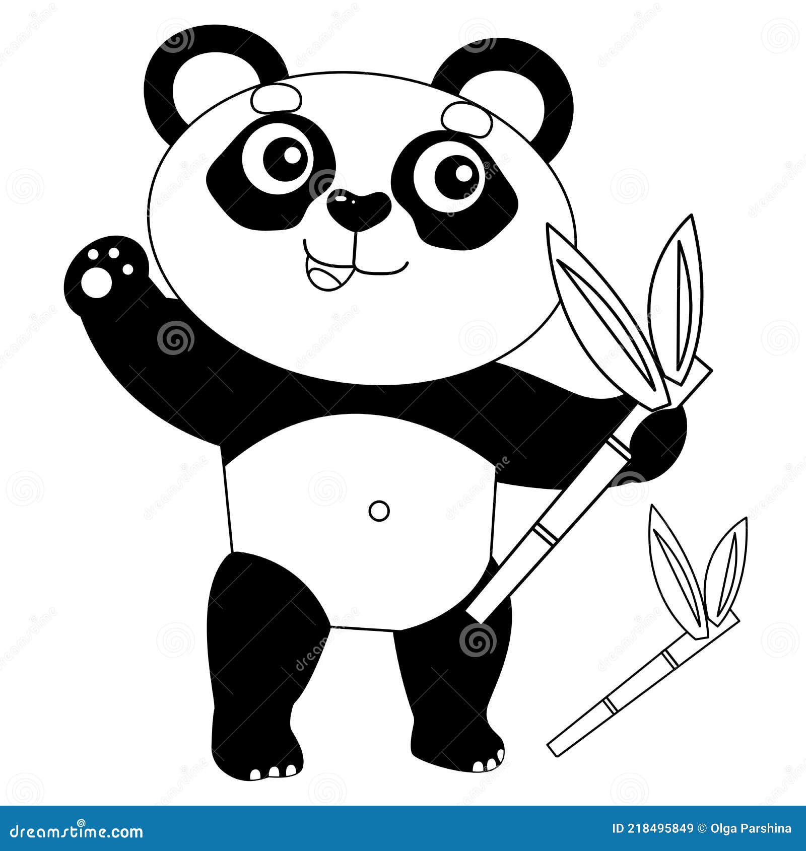 Esboço Da Página De Colorir Pequeno Panda De Desenho Animado Com Bambu Ou  Cana-de-açúcar. Livro De Coloração Para Crianças Ilustração do Vetor -  Ilustração de contorno, kindergarten: 218495613