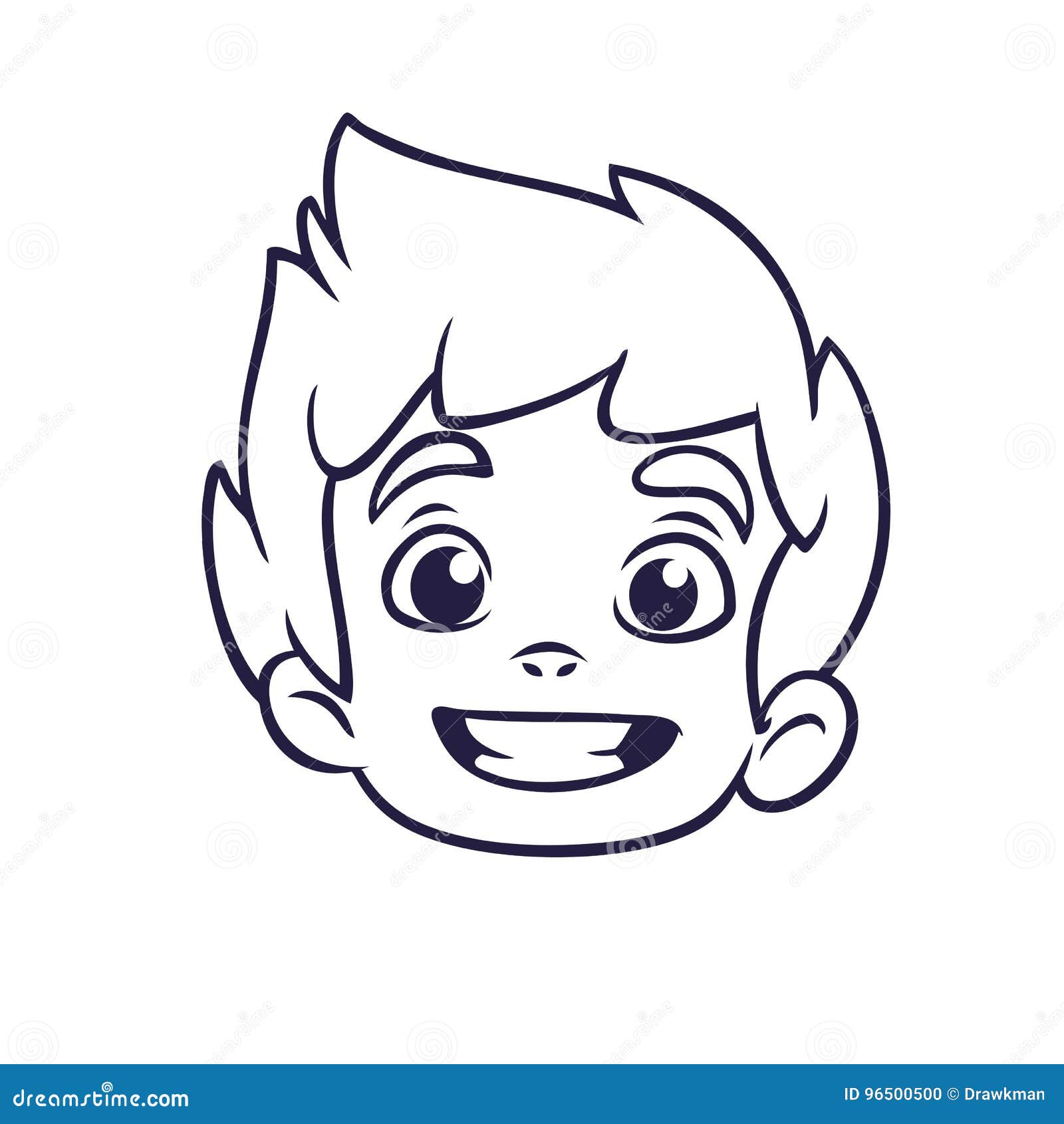 Esboço Feliz Da Cabeça Do Menino Dos Desenhos Animados Ilustração