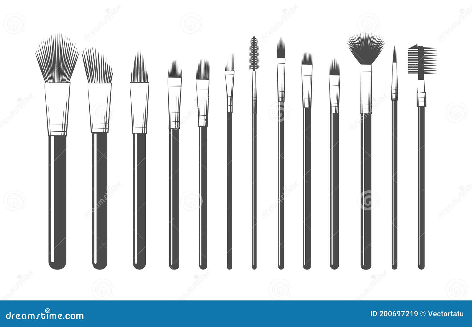 Esbozo Del Kit De Pinceles Para Maquillaje Ilustración del Vector -  Ilustración de retro, aplicador: 200697219