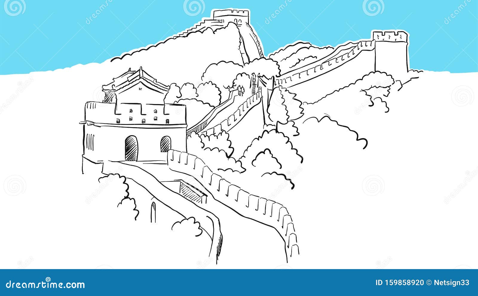 Esbozo Vectorial De La Gran Muralla De China Ilustración del Vector -  Ilustración de ciudad, turismo: 159858920