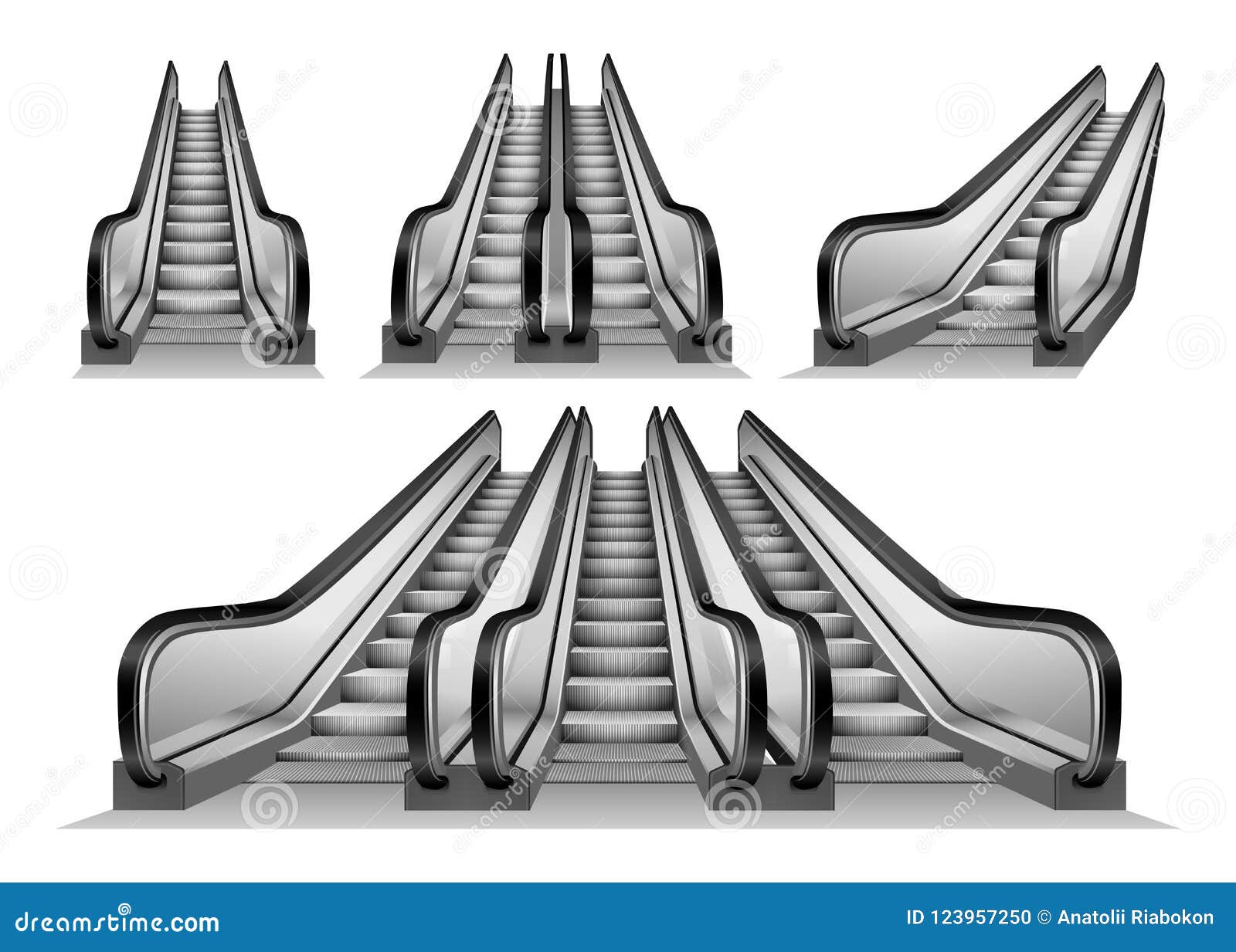Download Escalator Elevator Mockup Set, Realistic Style Stock ...