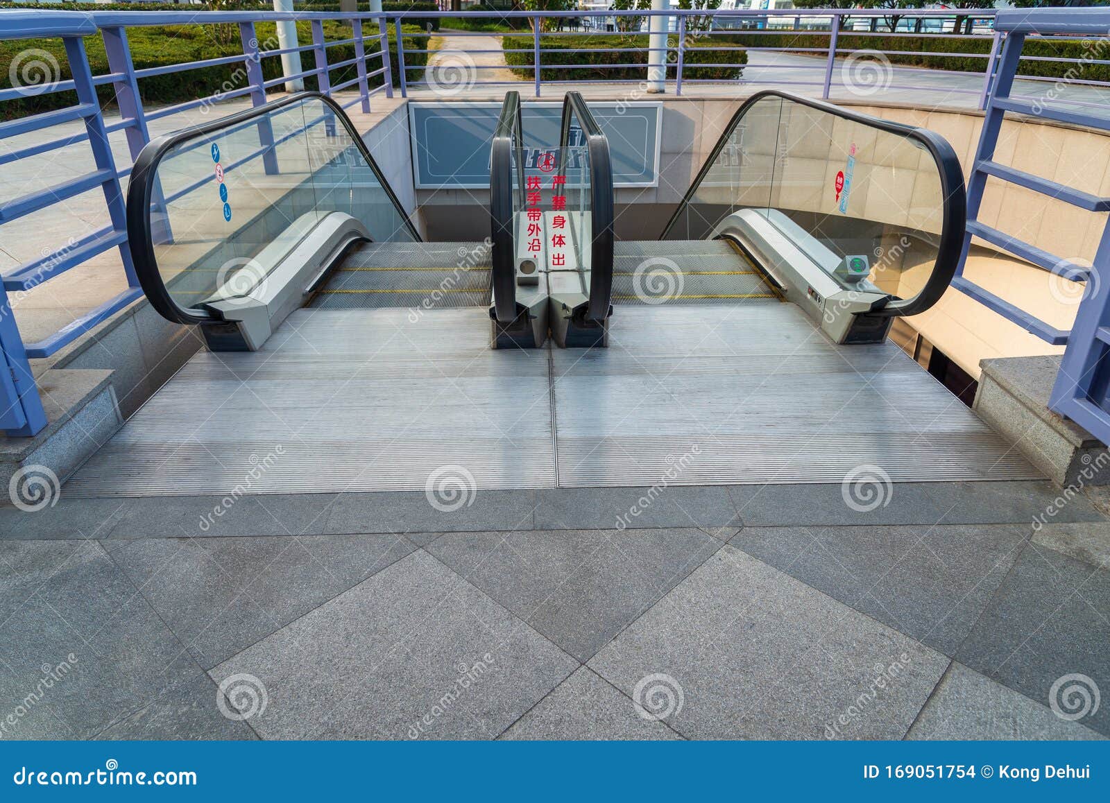 Entrance or Exit of Escalator Stairs Down To Underground Building Stock ...