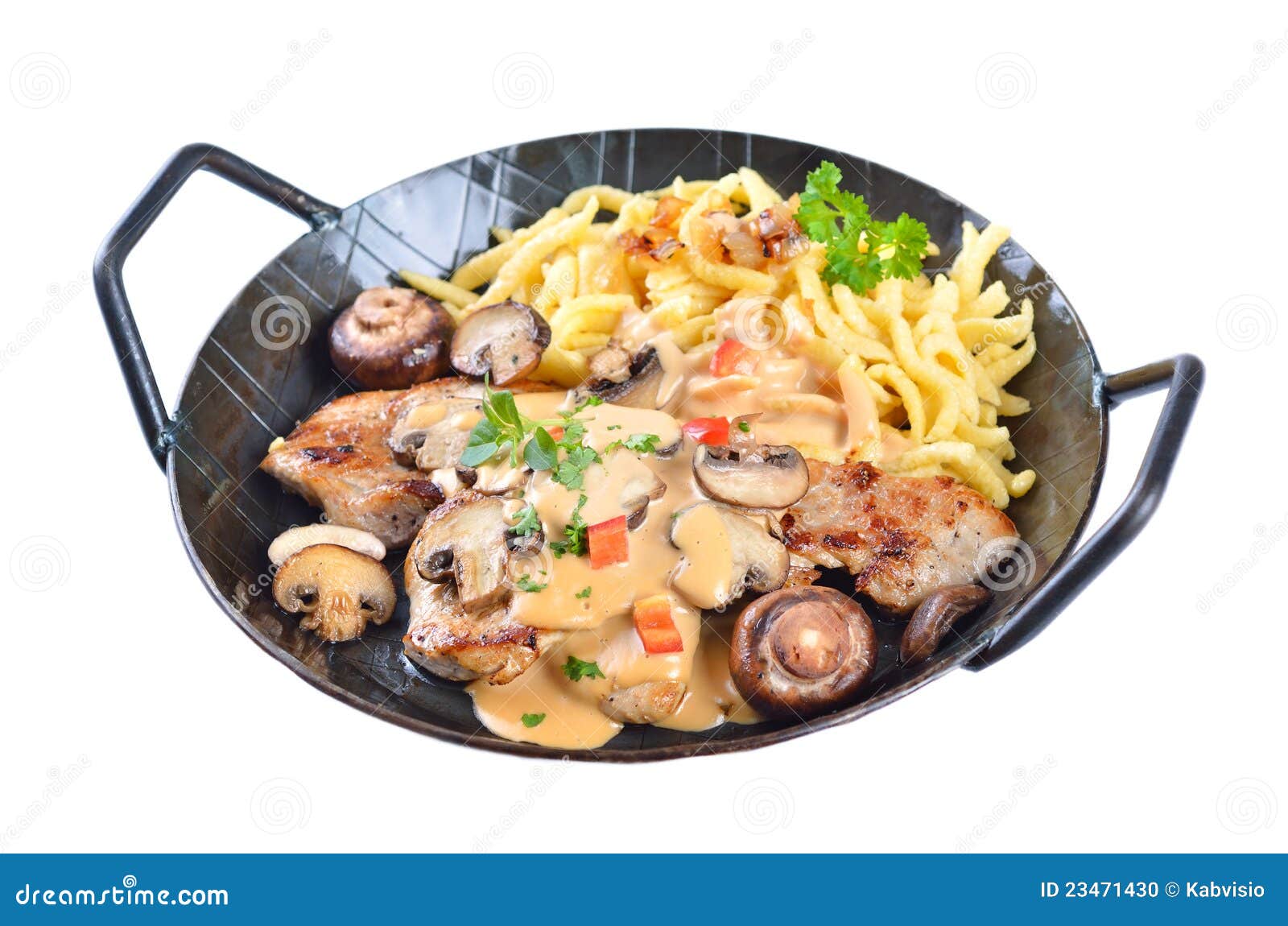 Escalope Chasseur with Spaetzle Stock Photo Image of hunter, background 23471430
