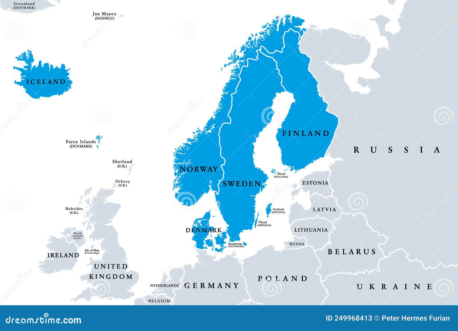 Escandinávia, Uma Sub-região Do Mapa Político Do Norte Da Europa Ilustração  do Vetor - Ilustração de atlas, jutland: 249968413