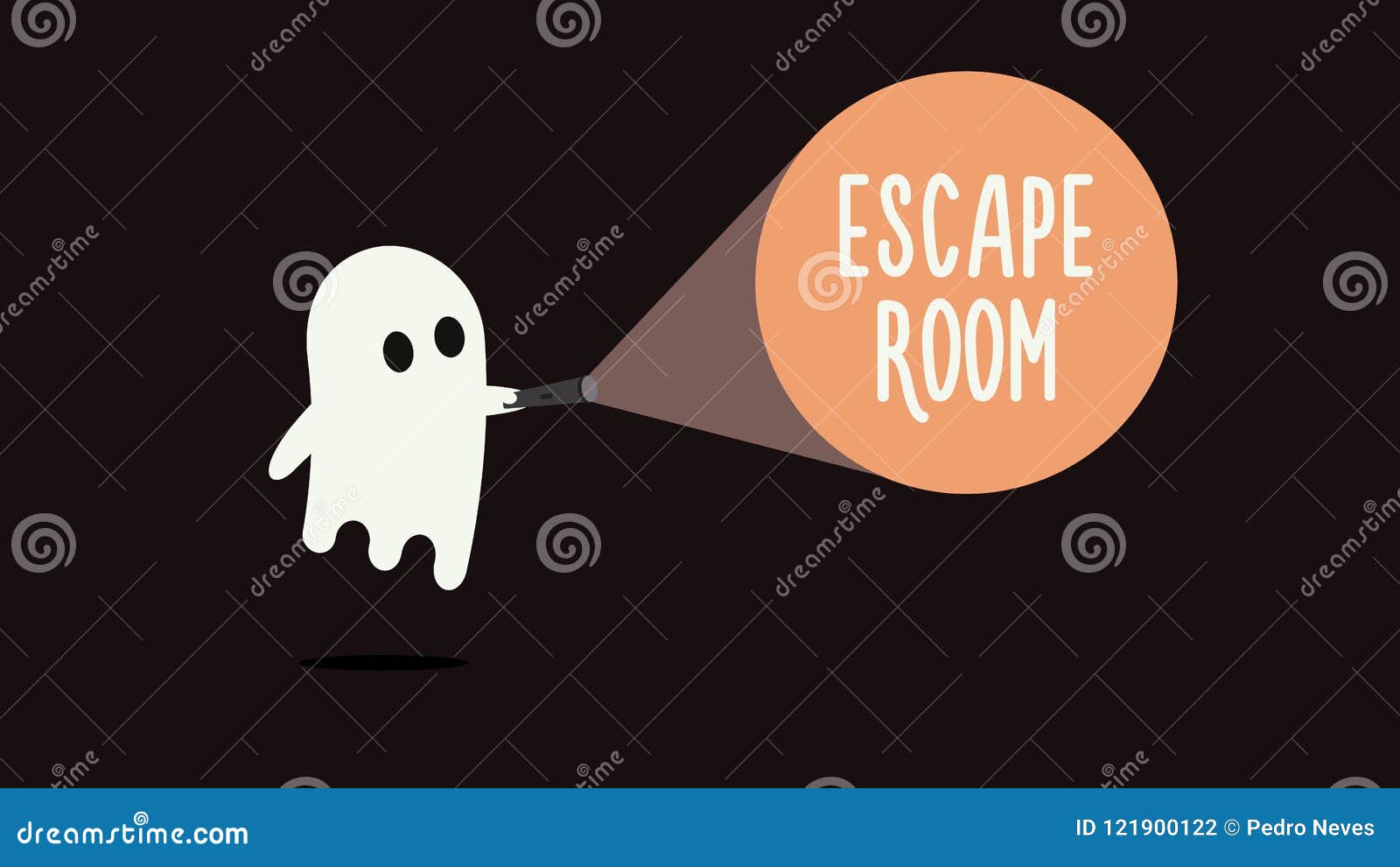 escape room games background concept with ghost and flashlight.  