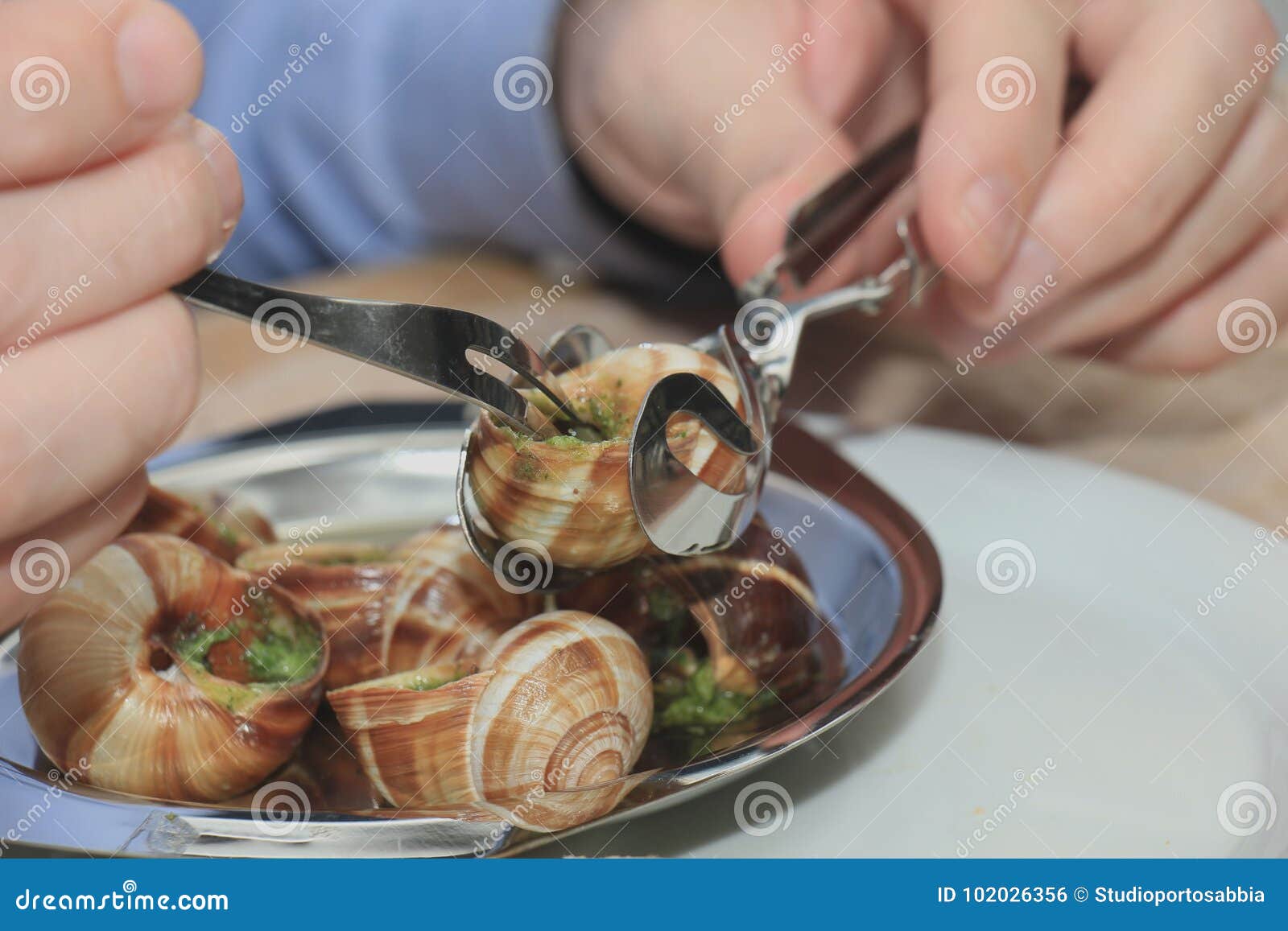 Escargots de Borgoña foto de archivo. Imagen de cocina -