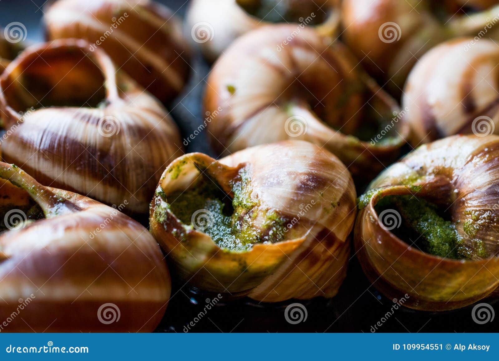 Escargots De Bourgogne - Snail Food with Herbs Butter, France Gourmet Dish.  Stock Image - Image of closeup, lunch: 109954551