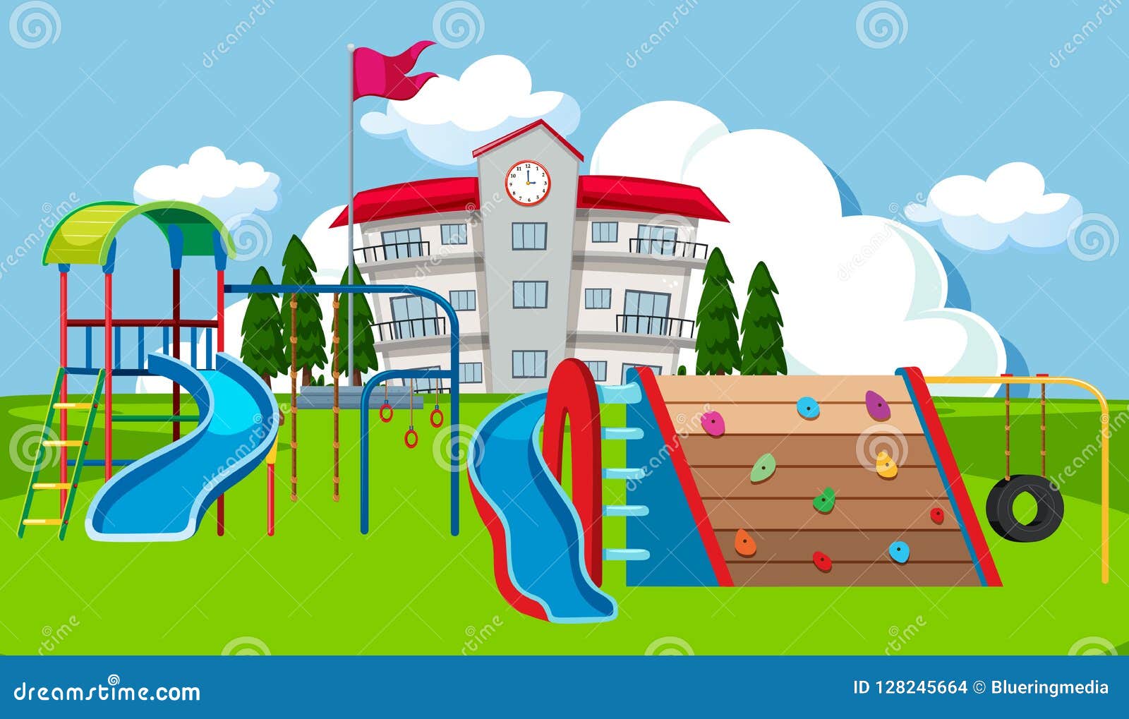 Escena Del Patio Del Patio De Escuela Ilustración del Vector