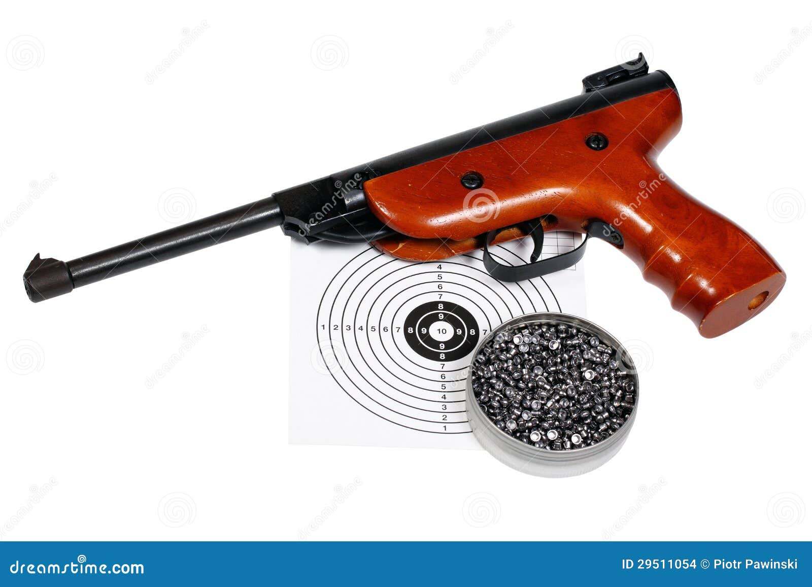 Escopeta De Aire Comprimido Con El Arma-blindaje Y Pelotillas En Rectángulo  Foto de archivo - Imagen de negro, estudio: 29511054