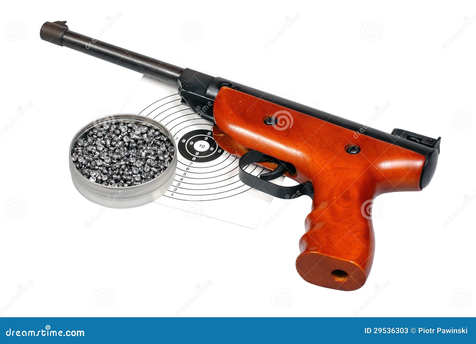 Escopeta De Aire Comprimido Con El Arma-blindaje Y Pelotillas En Rectángulo  Imagen de archivo - Imagen de negro, objetos: 29536303